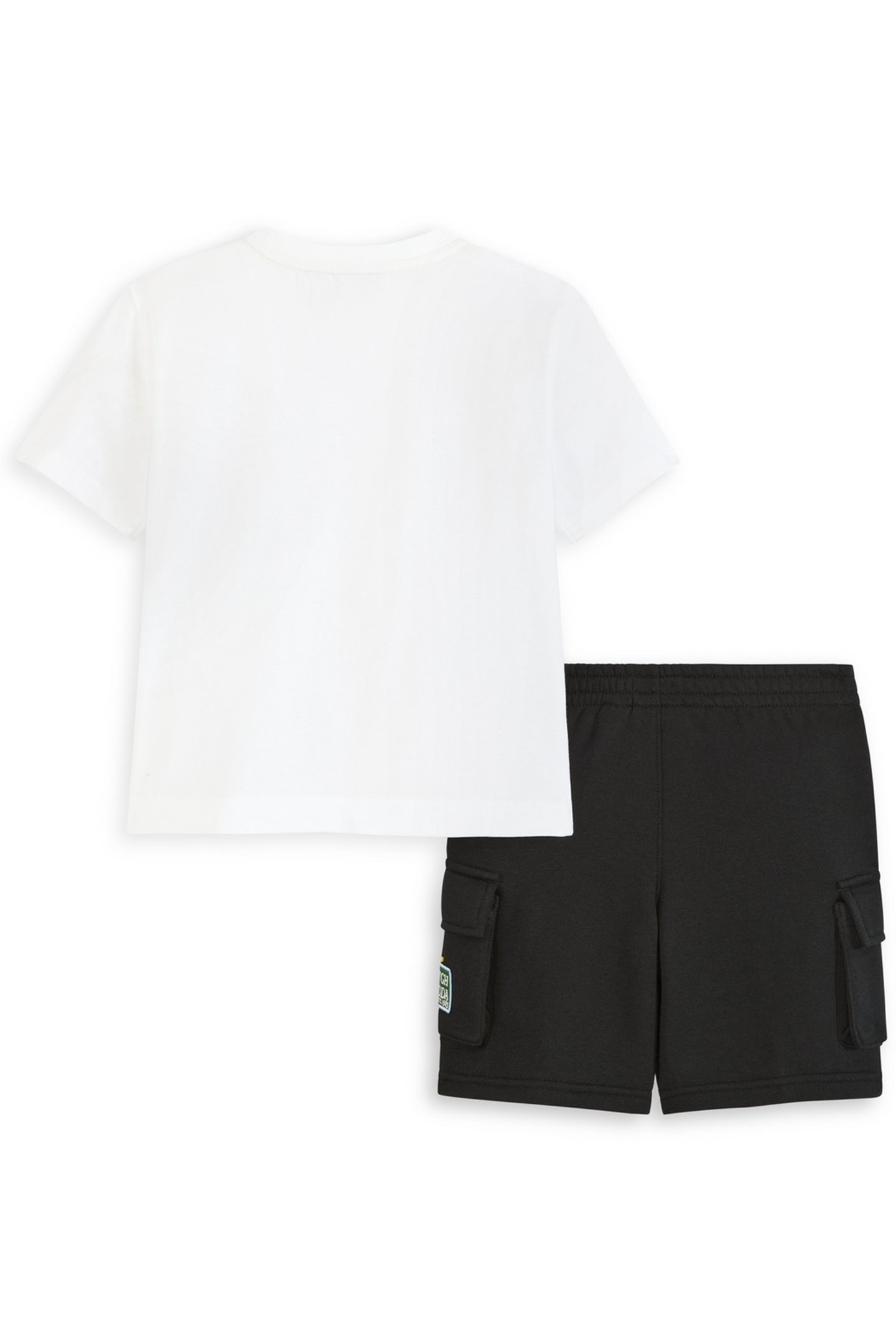 2PC BOYS JERSEY/FLEECE T-SHIRT & SHORT SET WHITE TRADITIONAL 2
