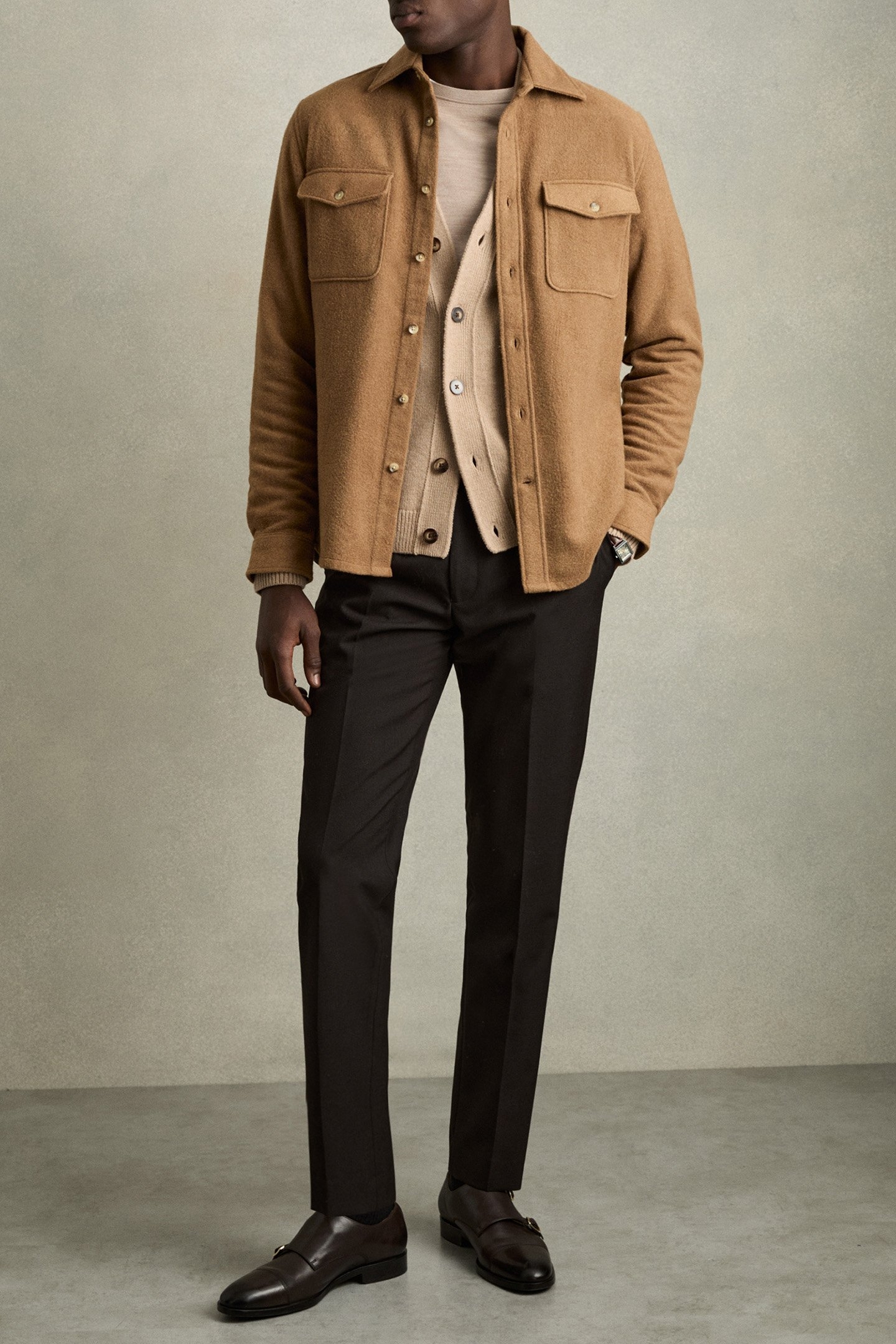 DEMARI LS TWIN POCKET WOOL OVERSHIRT CAMEL 1