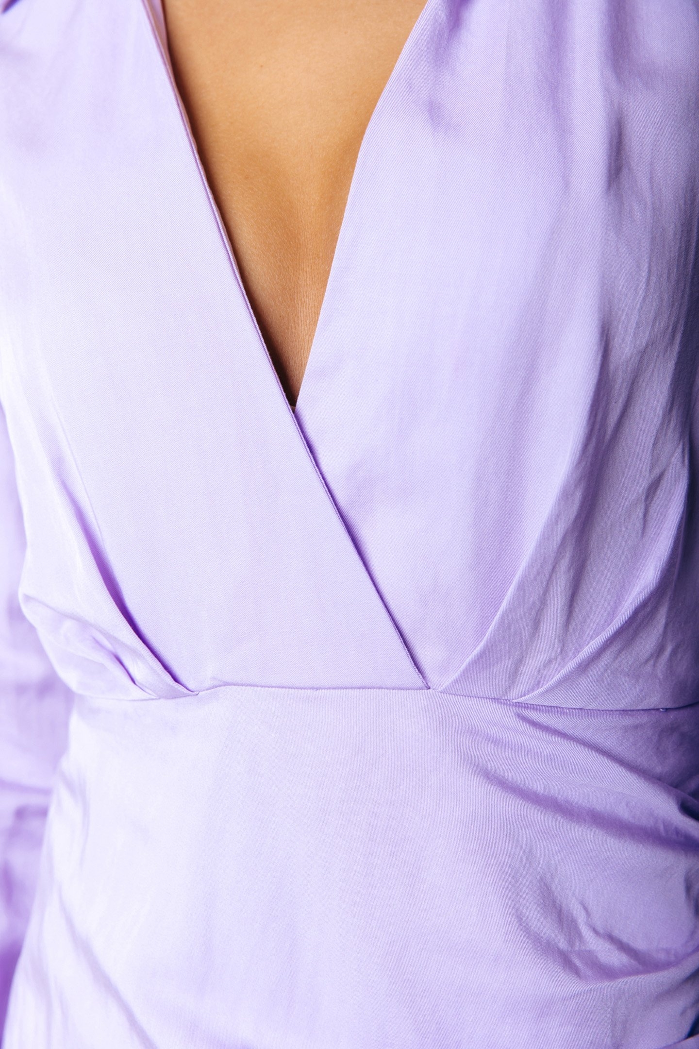 RUNA UNI FAKE WRAP DRESS LS PASTEL LILAC 3