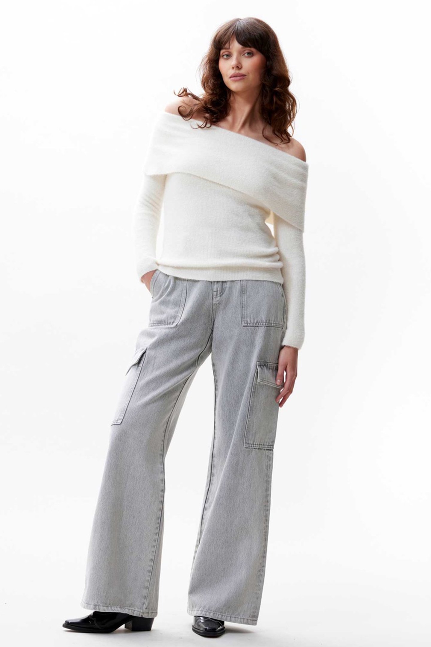 OFF SHOULDER LONG SLEEVE KNIT OFF WHITE 2