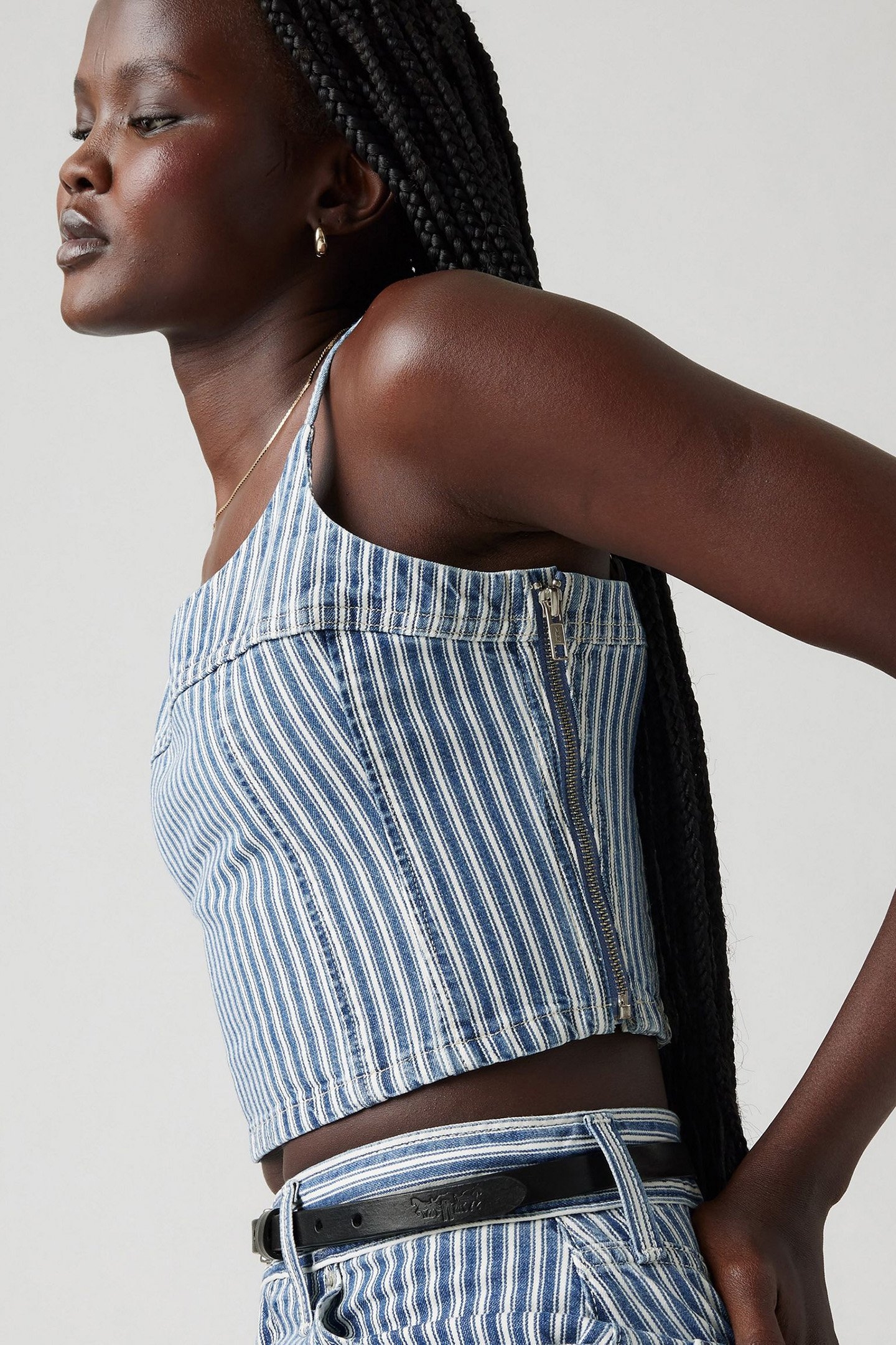 JADINE DENIM CAMI TANK MISCHA STRIPE 5