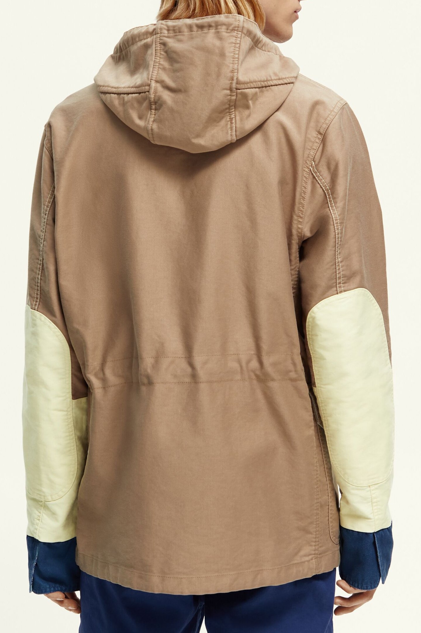 WASHED HOODED COLOUR BLOCK JACKET IN ORGANIC COTTON COMBO A 4