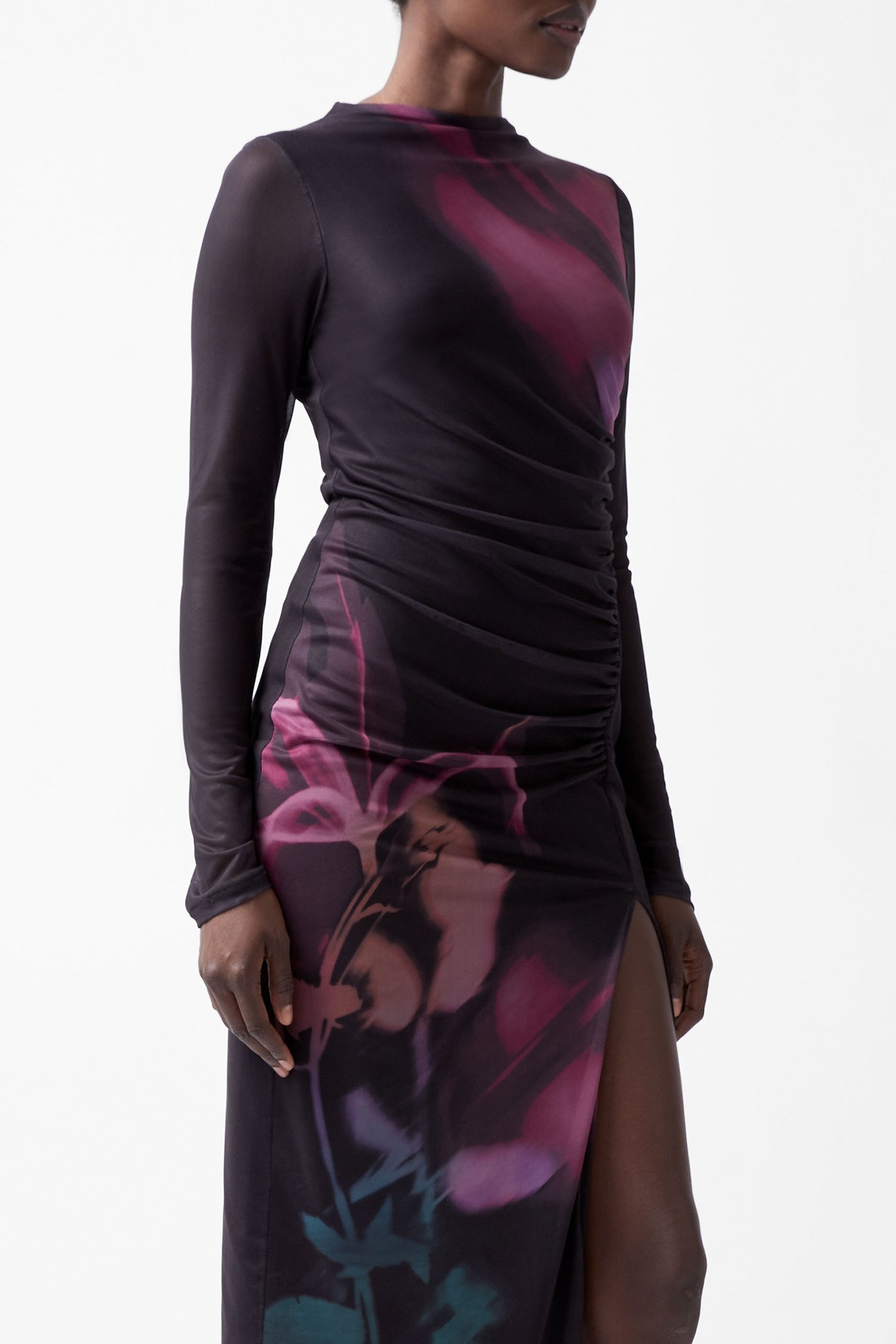 SMOKEY PLACEMENT FLORAL DRESS BLACKOUT MULTI 4