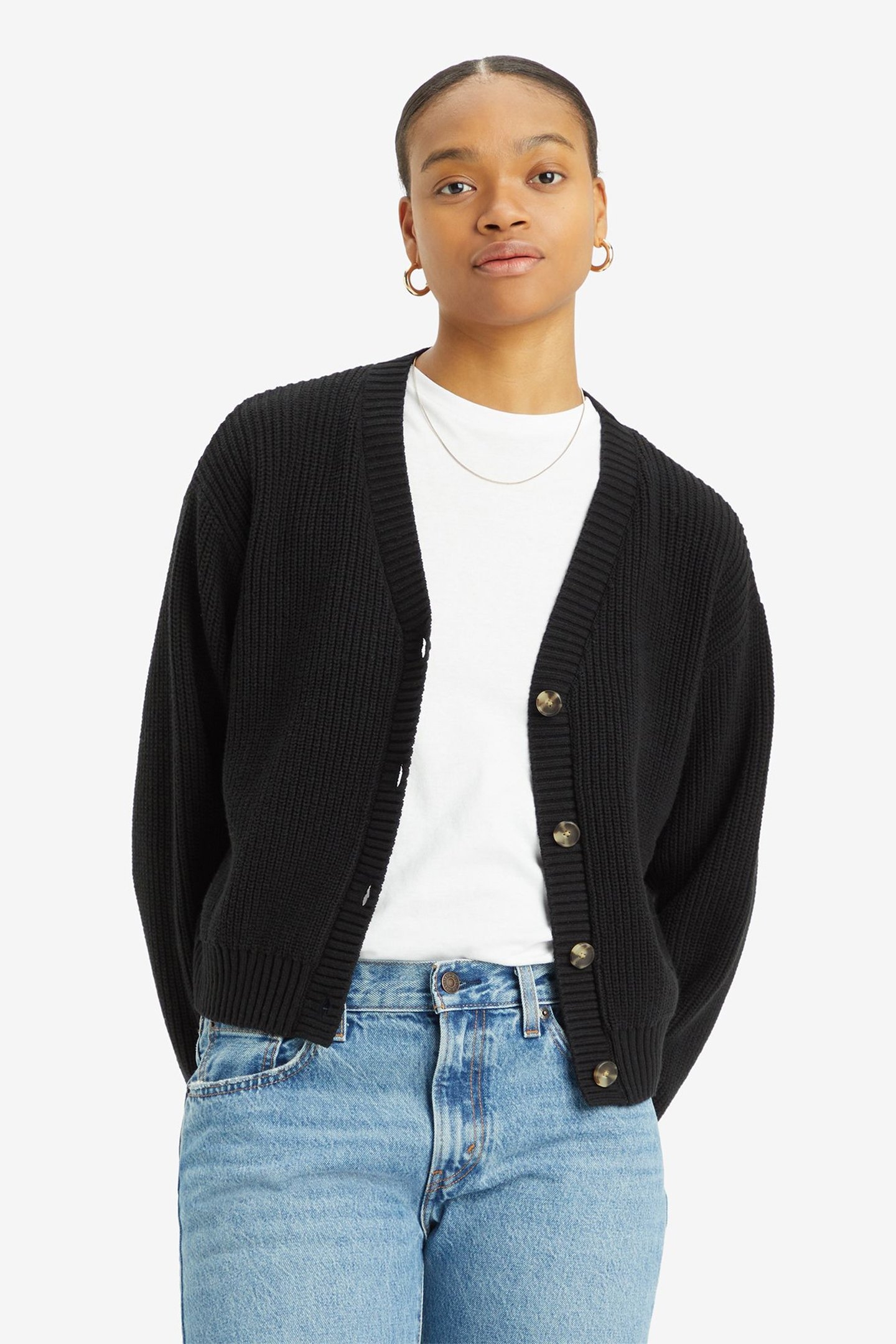 SNOWFLAKE CARDIGAN CAVIAR COTTON/POLY 1