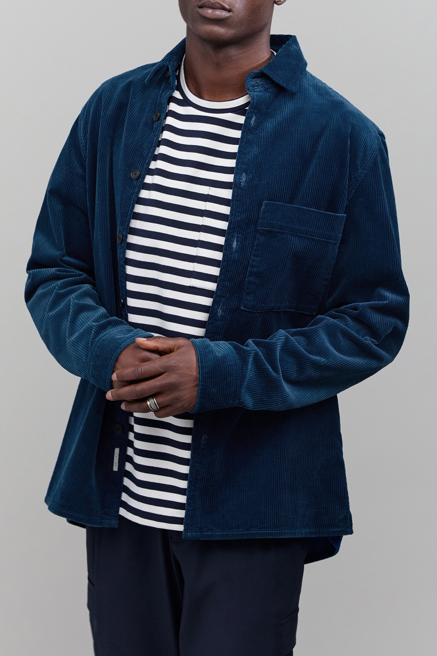 REGULAR COBALT CORDUROY OVERSHIRT 5