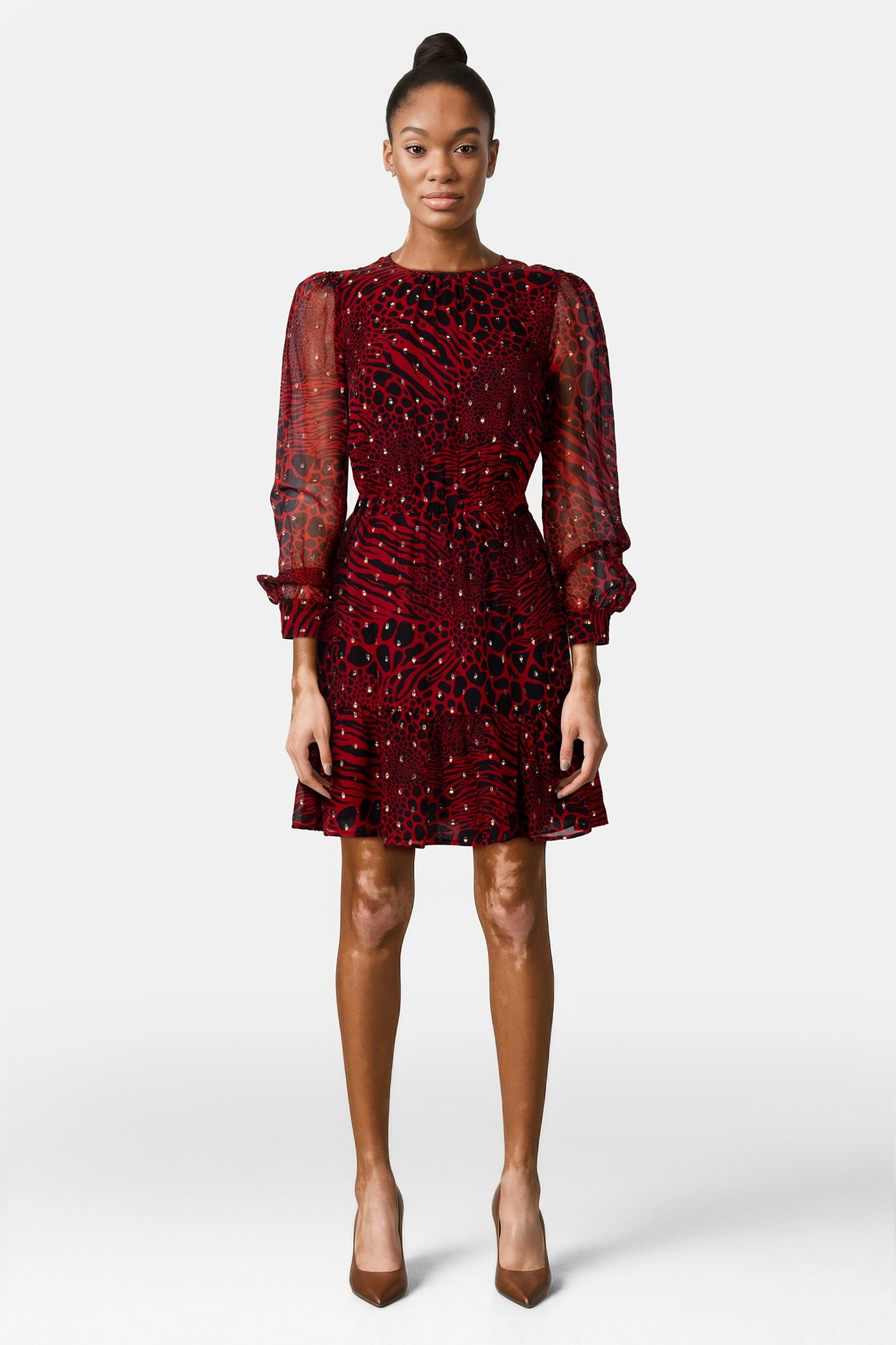 PTCHWK ANIMAL MINI DRESS CRIMSON 1