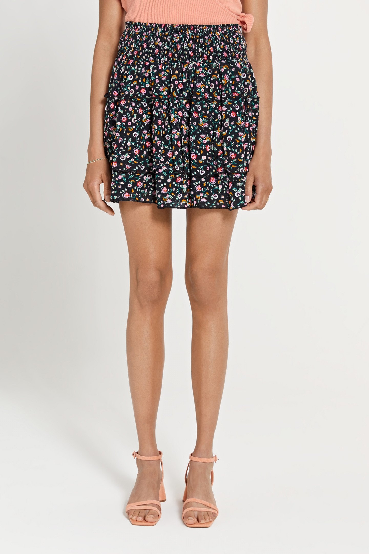 AMALFI LAYER RUFFLE SKIRT BLACK 1