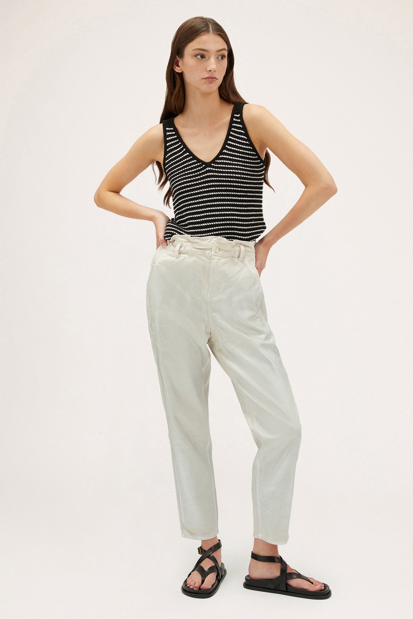 LAMINATED PAPERBAG JEANS GREY 3