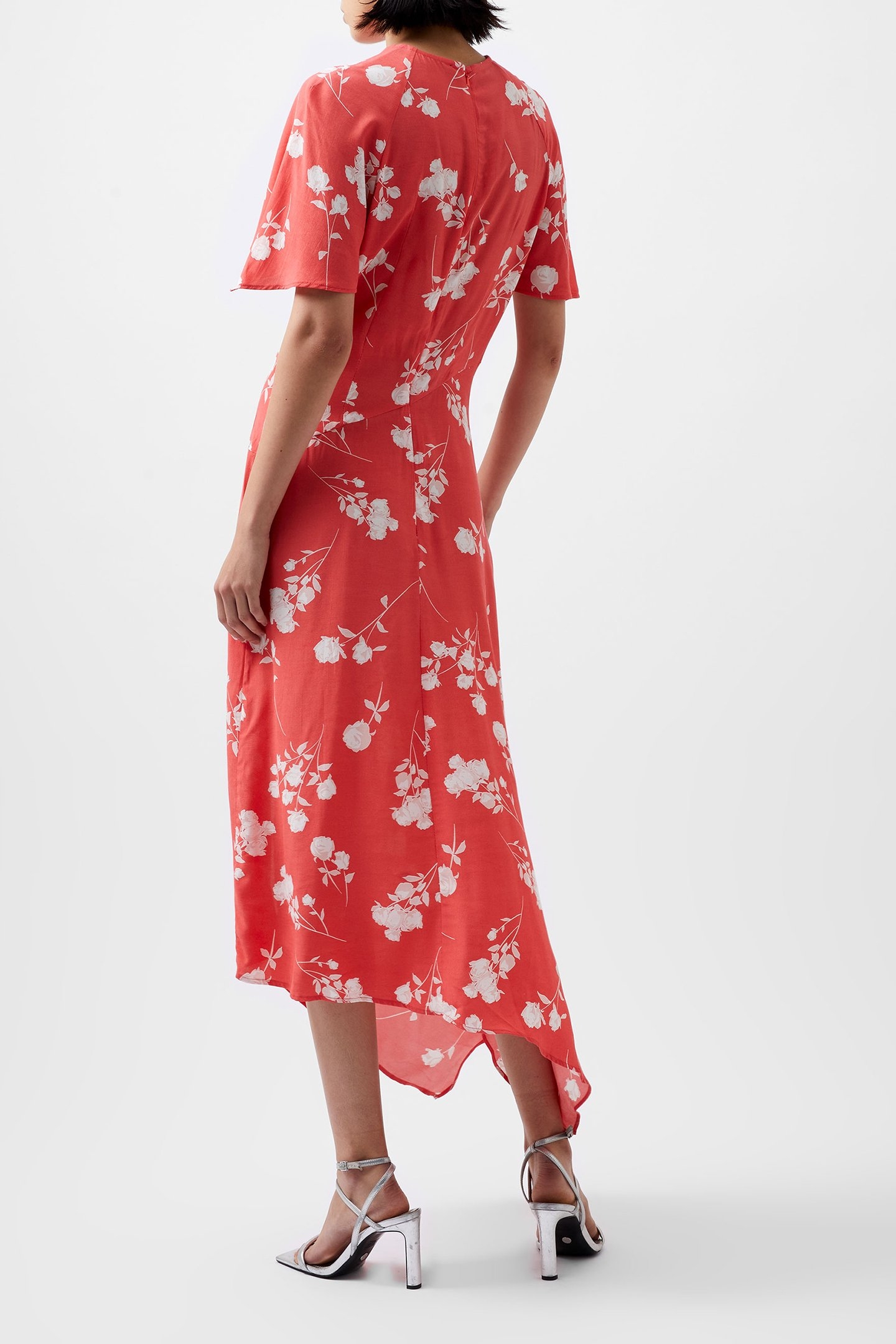 ALESSANDRA ASYMETRIC DRESS CAYENNE RED/WHITE 2