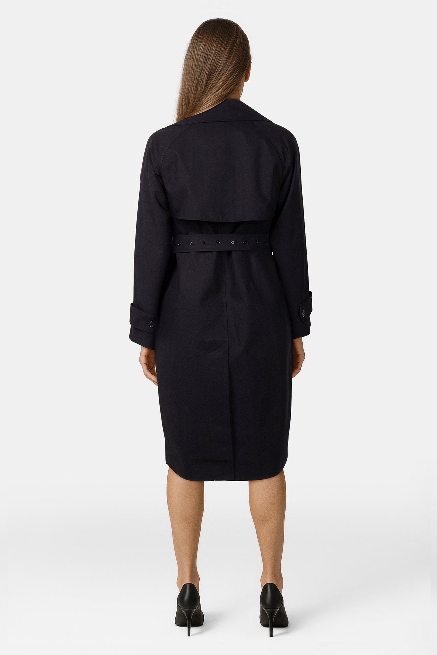 DOUBLE BREASTED OVERSIZED BELTED TRENCH COAT IN BLACK 2