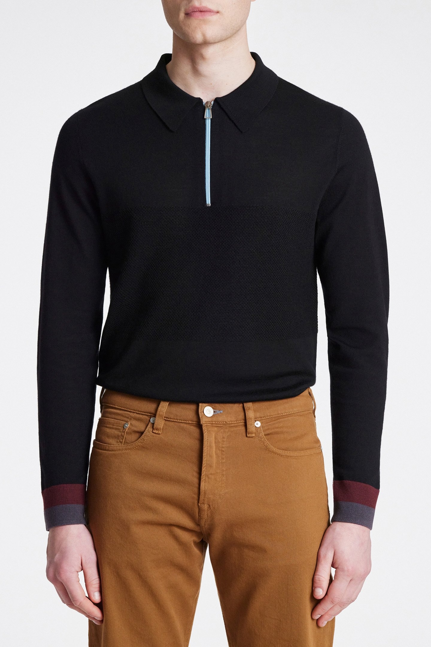 MENS SWEATER HALF ZIP BLACK 1