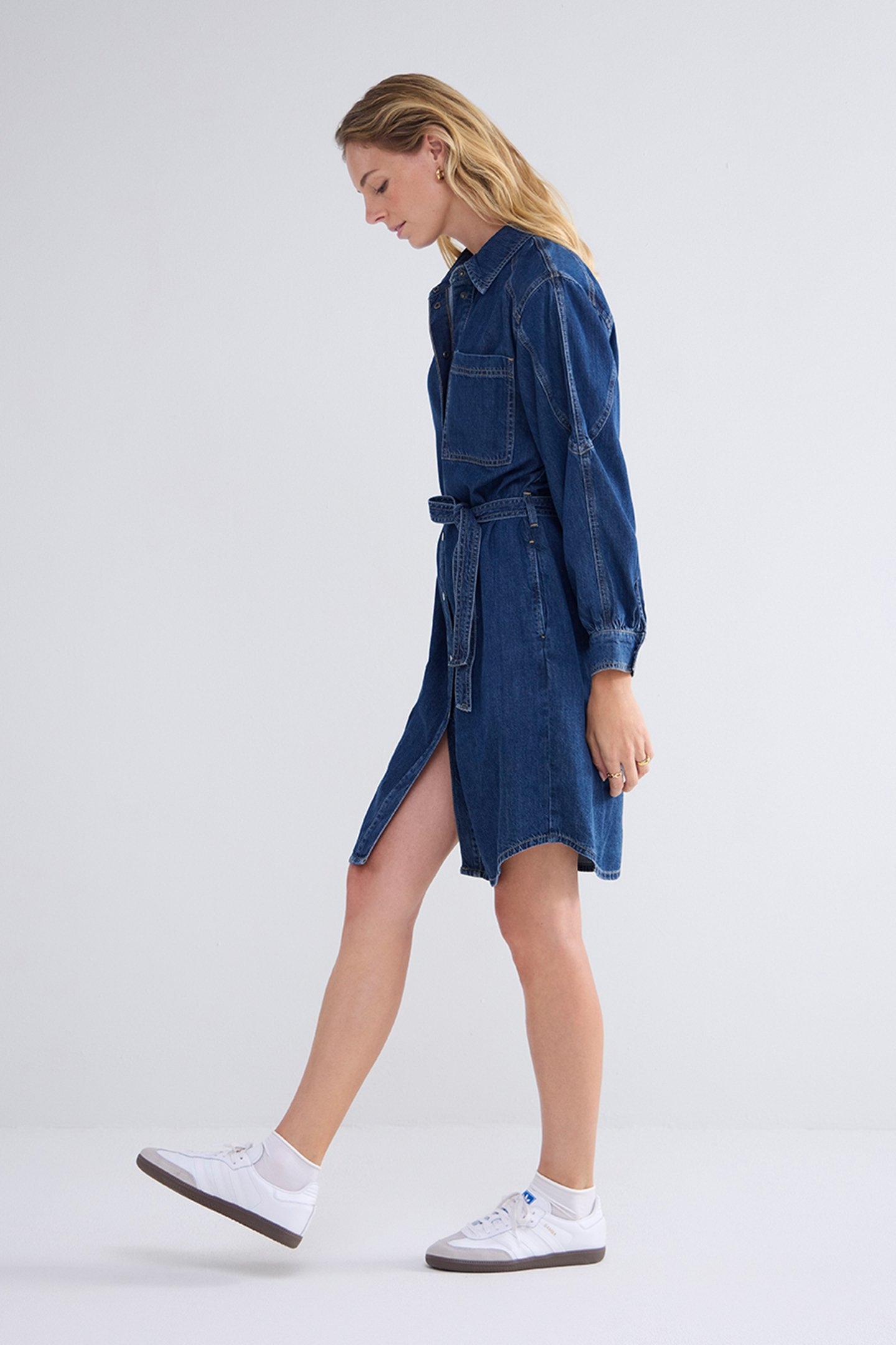 DENIM SHIRT DRESS LIGHTWEIGHT COTTON TENCEL BLUES 5