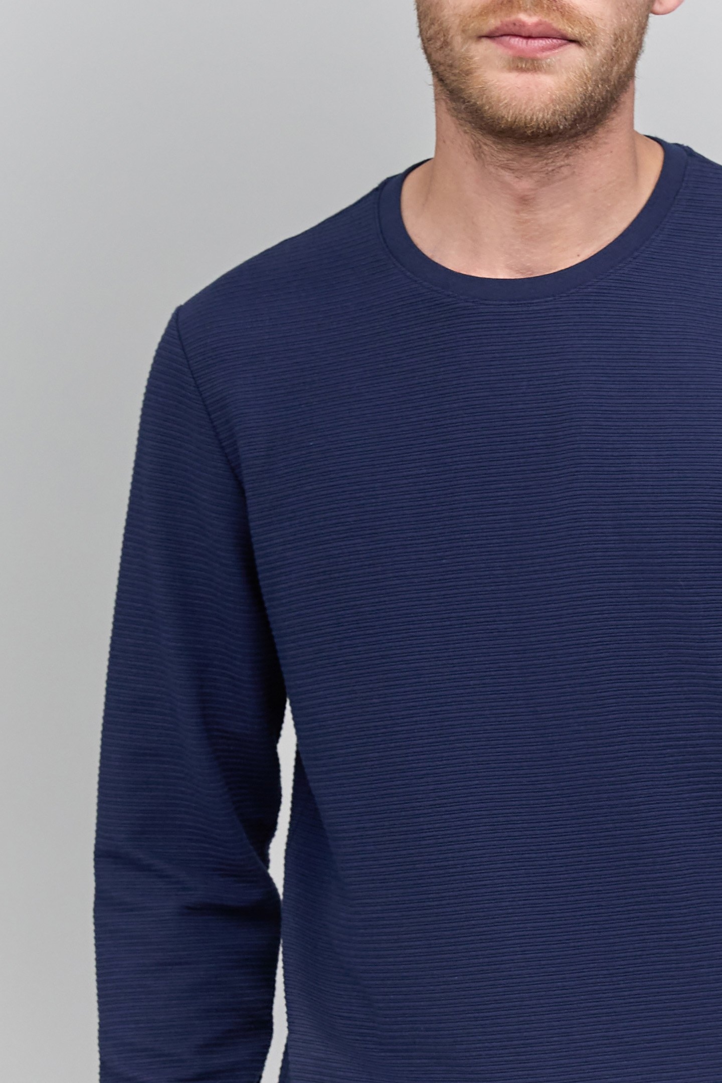 INDIGO LONG-SLEEVE T-SHIRT WITH TEXTURED STRIPES 5