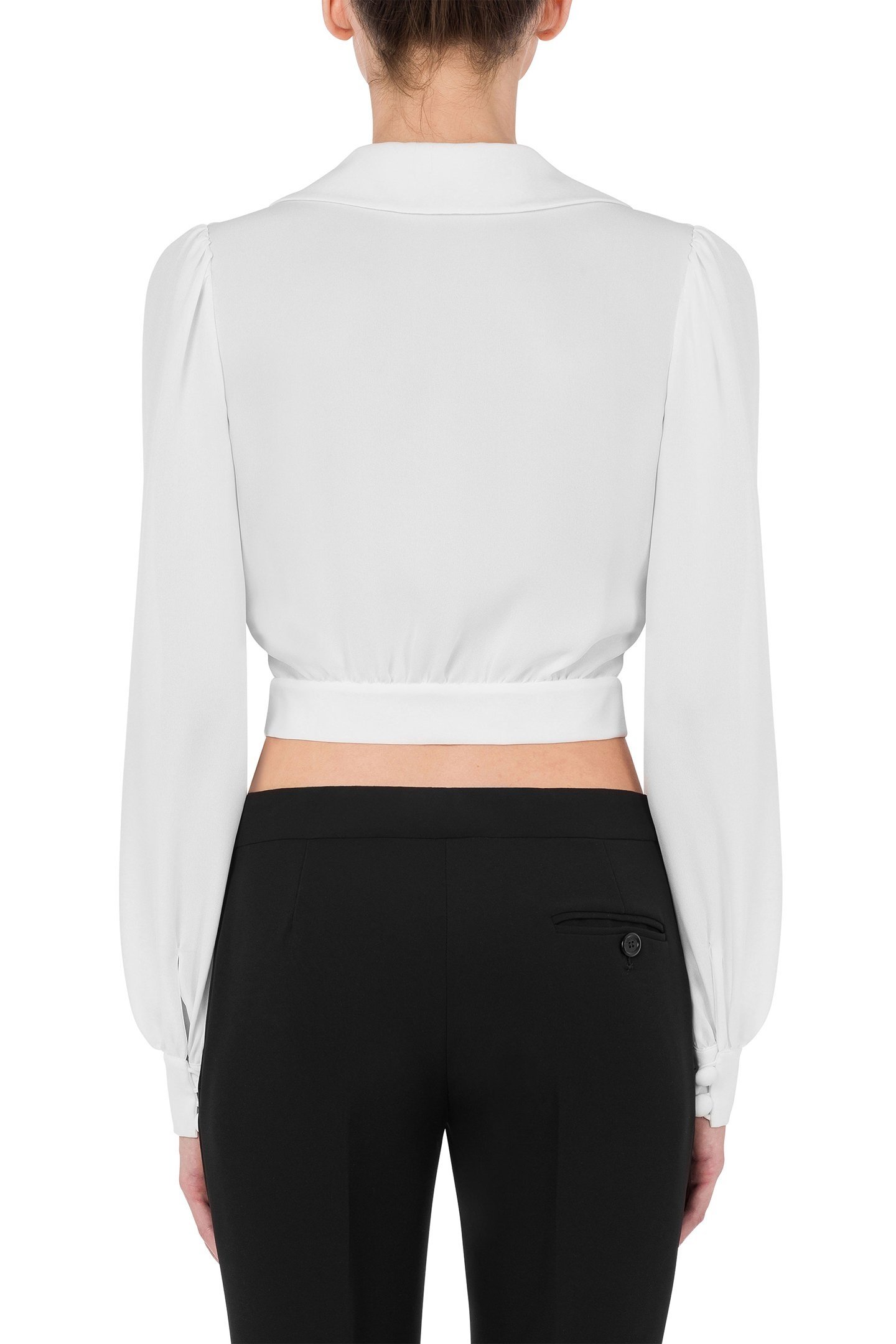 CROPPED SHIRT IN SILK CHARMEUSE WHITE 2