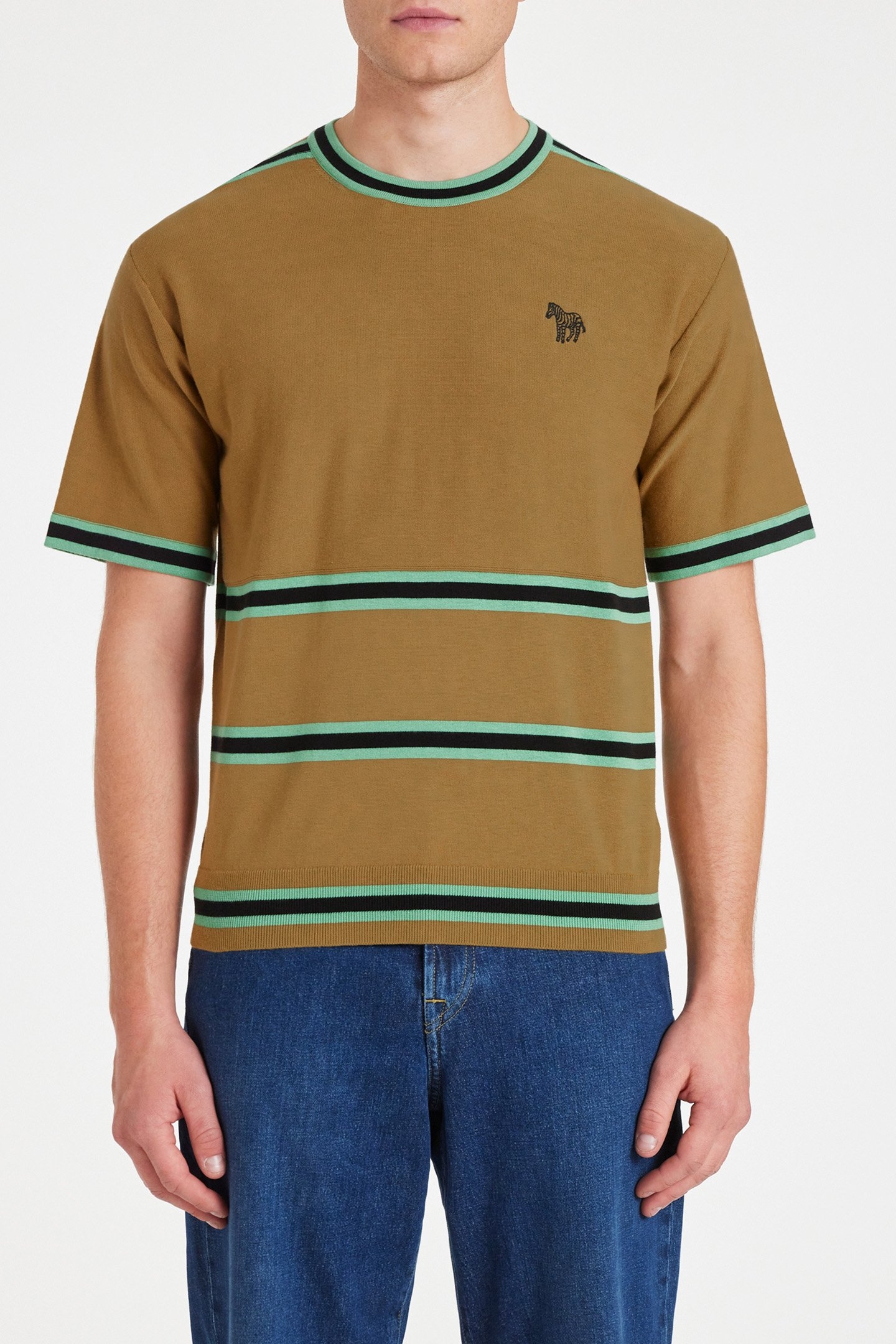 MENS SWEATER SS T SHIRT ZEB EMB KHAKI 1