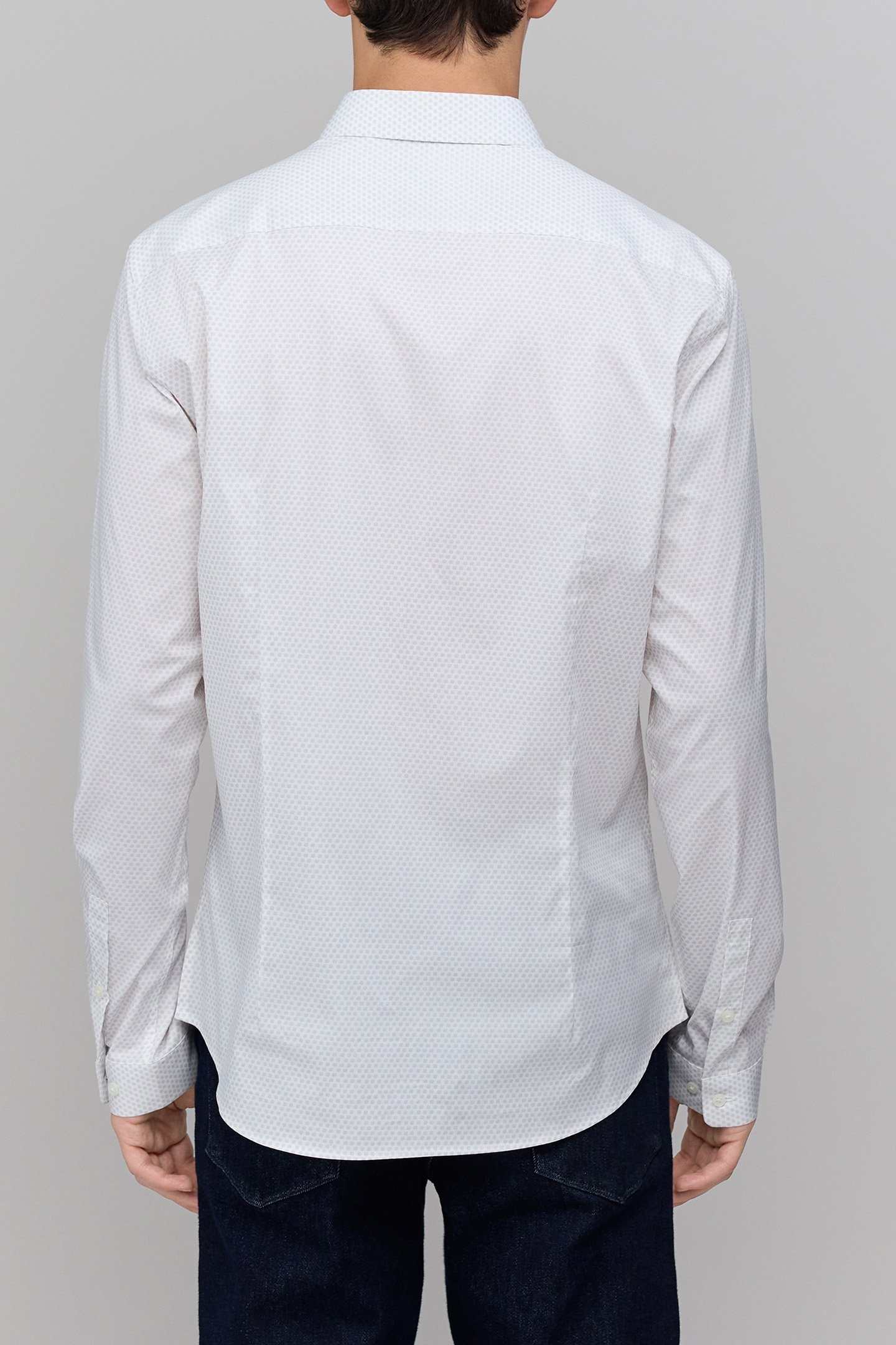OFF-WHITE SLIM SHIRT WITH GREY POLKA DOT PRINT 2