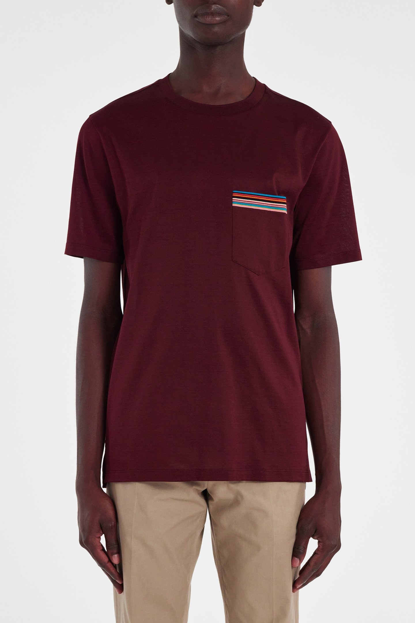TSHIRT STRIPE PKT DARK RED ALT 1