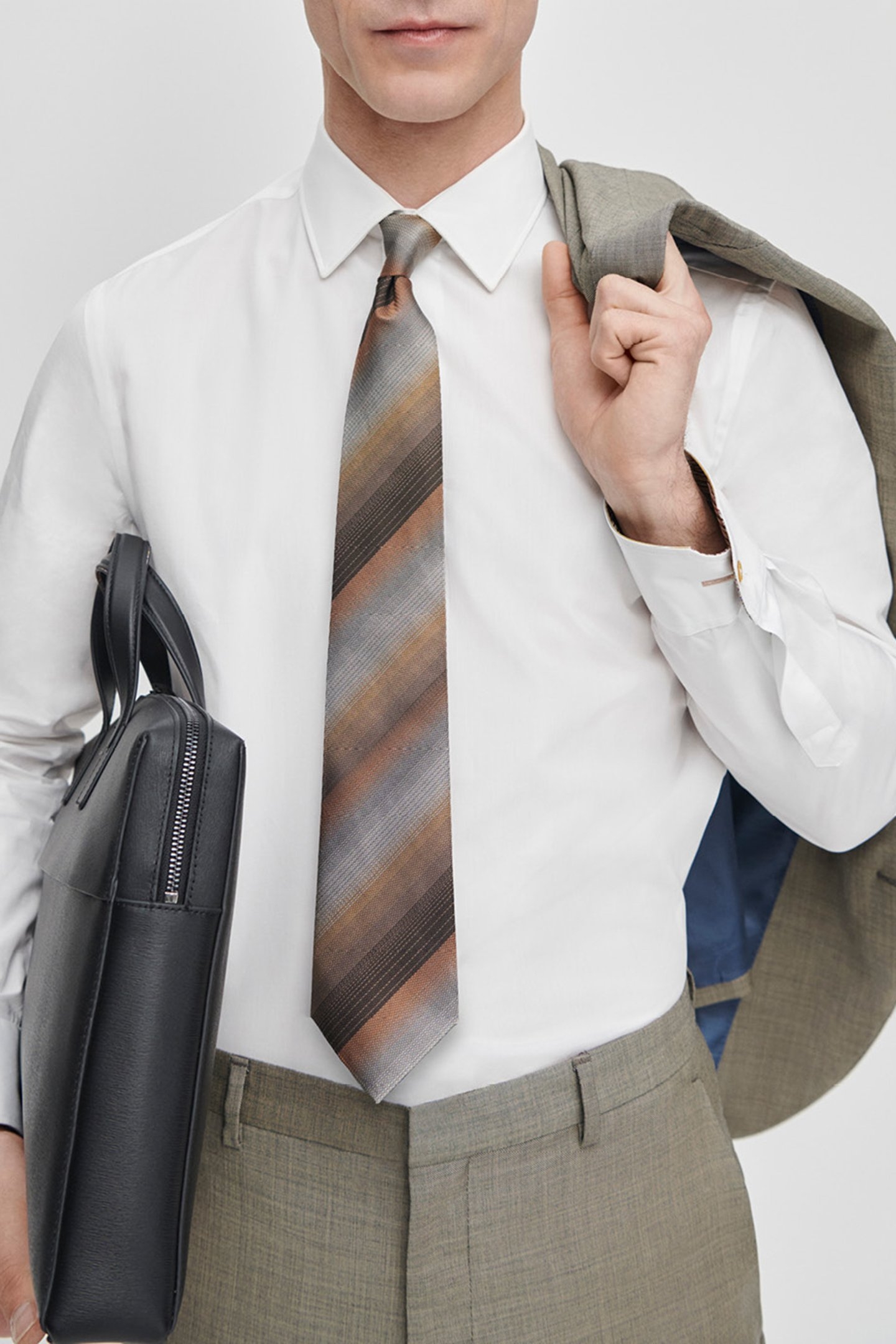 MEN TIE OMBRE STRIPE MILITARY GREEN 2