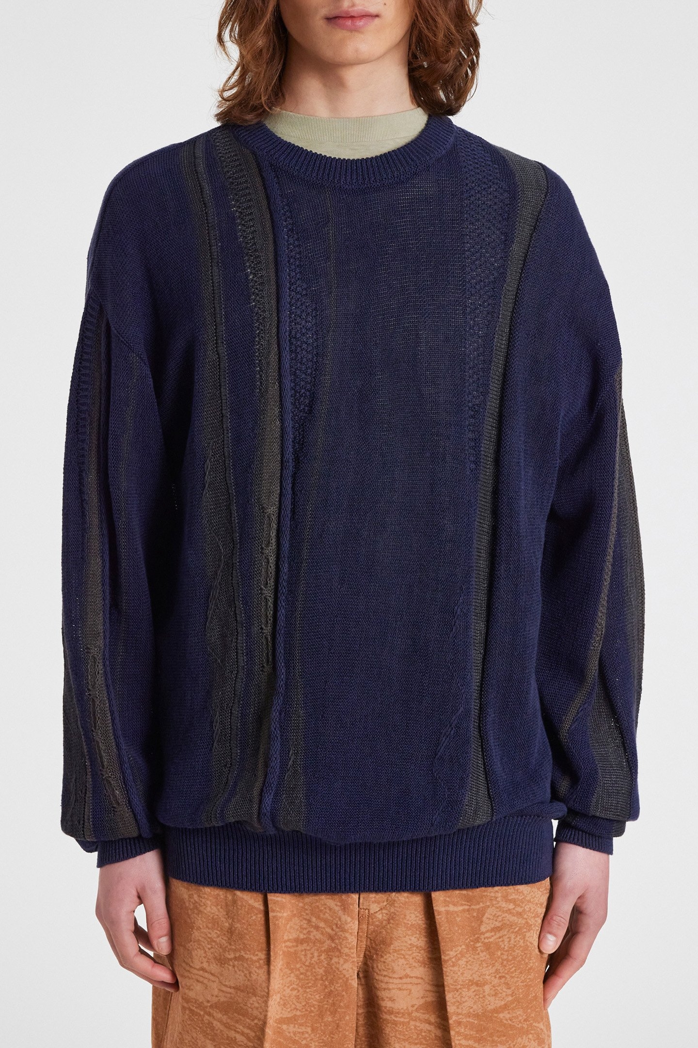 MENS NAVY CN JUMPER STITCH DETAIL VERY DARK NAVY 1