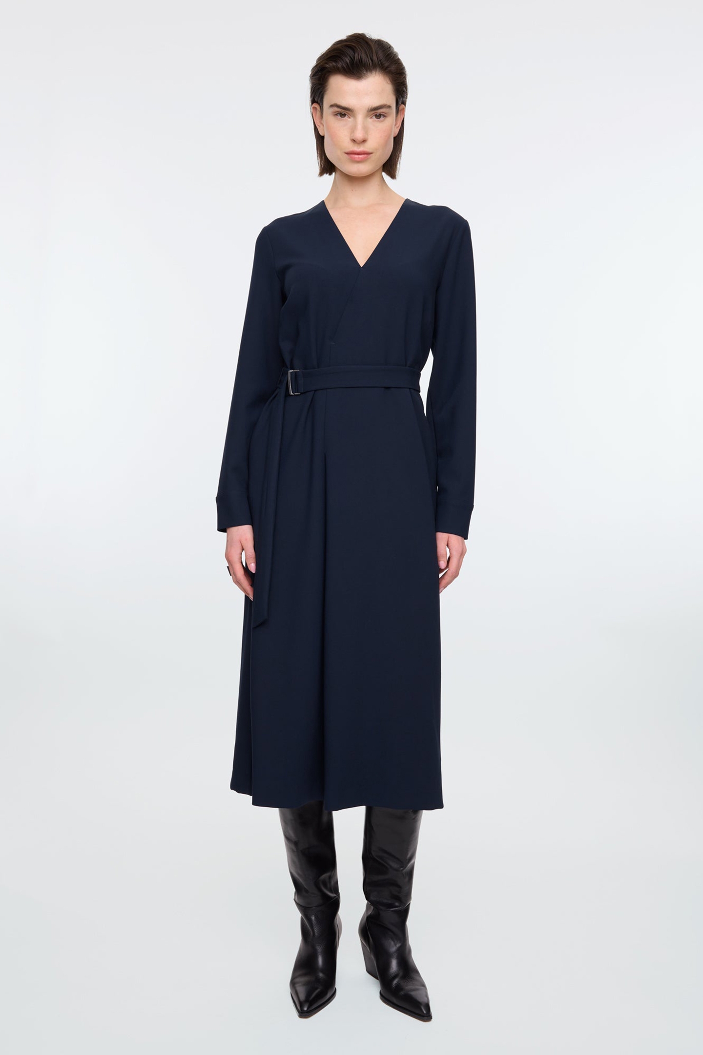 PLEAT BI-STRETCH DRESS SKY CAPTAIN 1