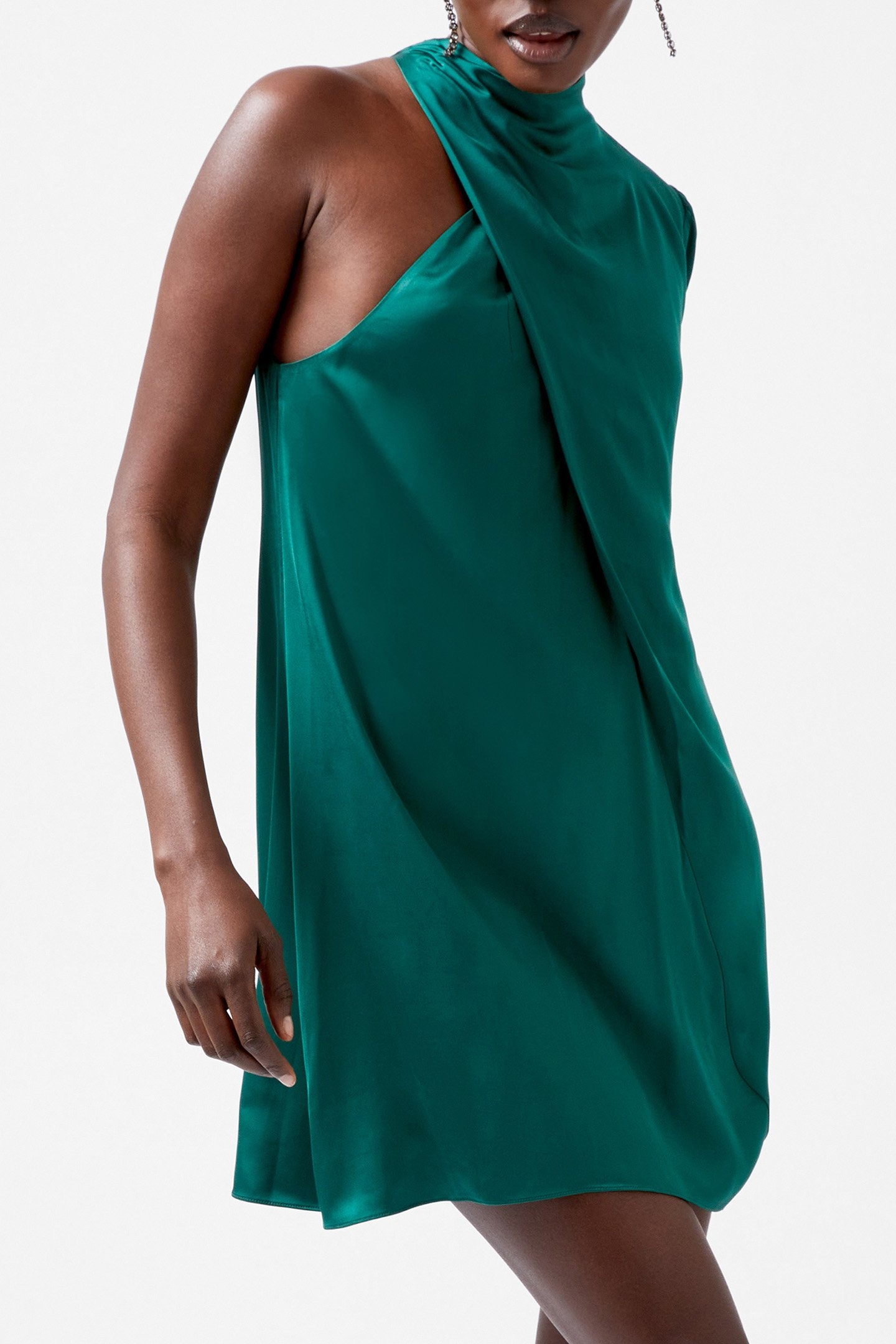 ENNIS SATIN MINI ASYMMETRIC DR FOREST 1