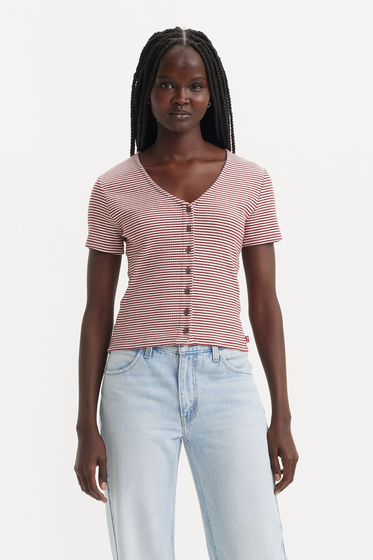 MUSE SS TEE VANILLA STRIPE SUNDRIED TOMATO 1