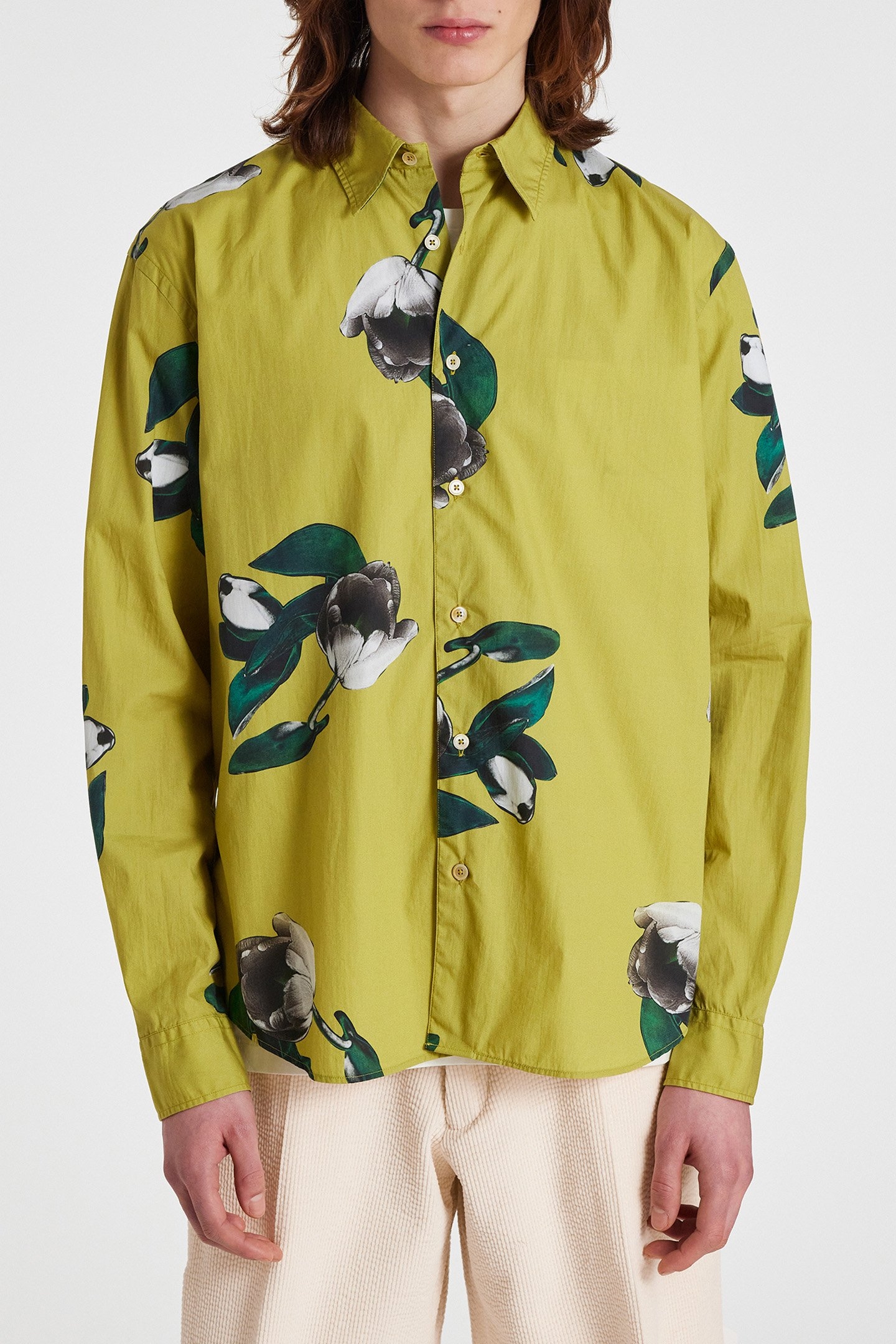 MENS REGULAR FIT SHIRT WITH EMBROIDERY GOLDEN YELLOW 1