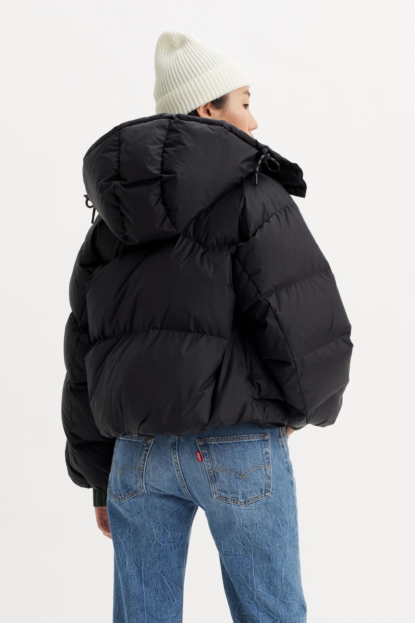 WESTERN BUBBLE SHORTY PUFFER COAT IN CAVIAR 2