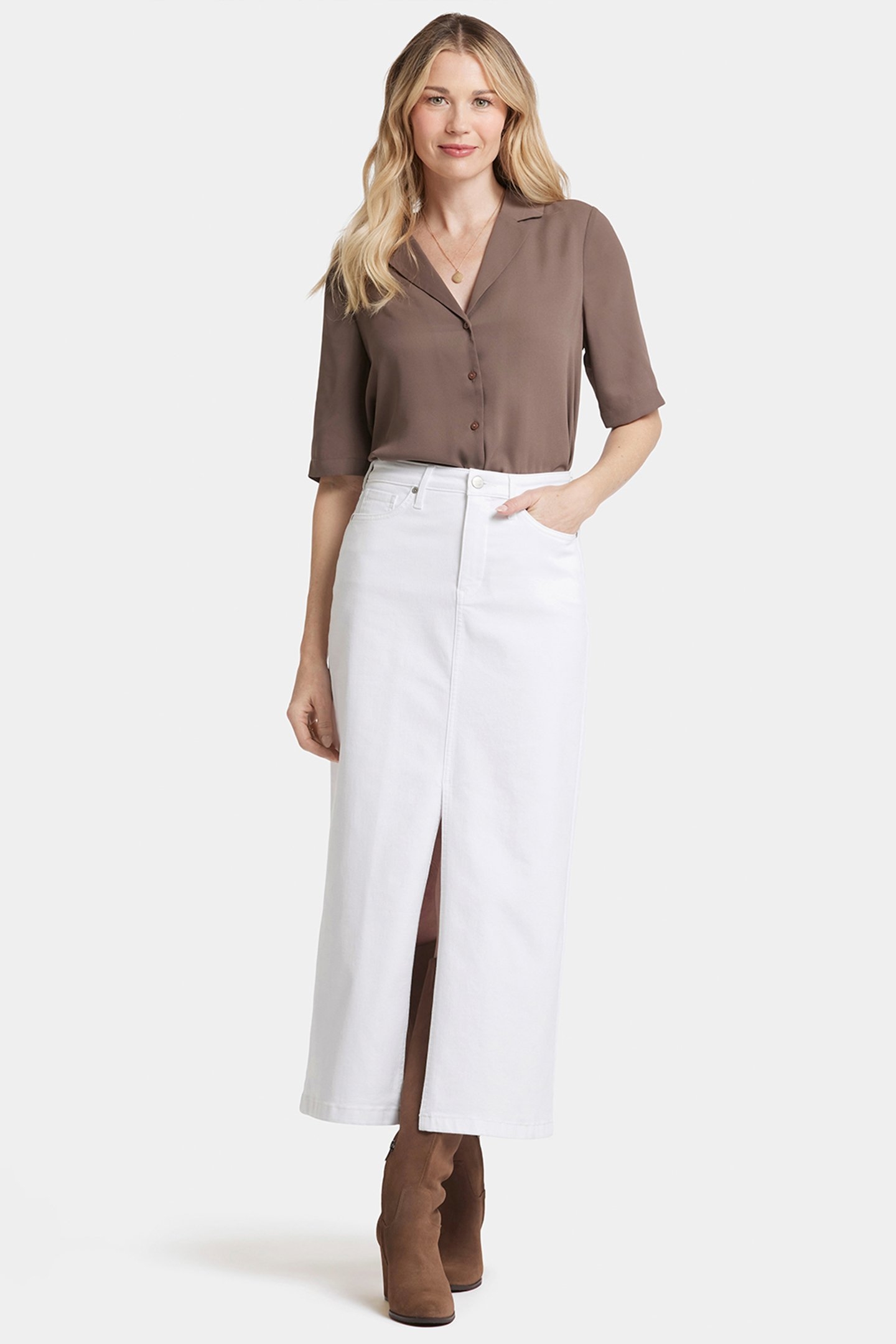 HIGH RISE LONG SKIRT OPTIC WHITE 1