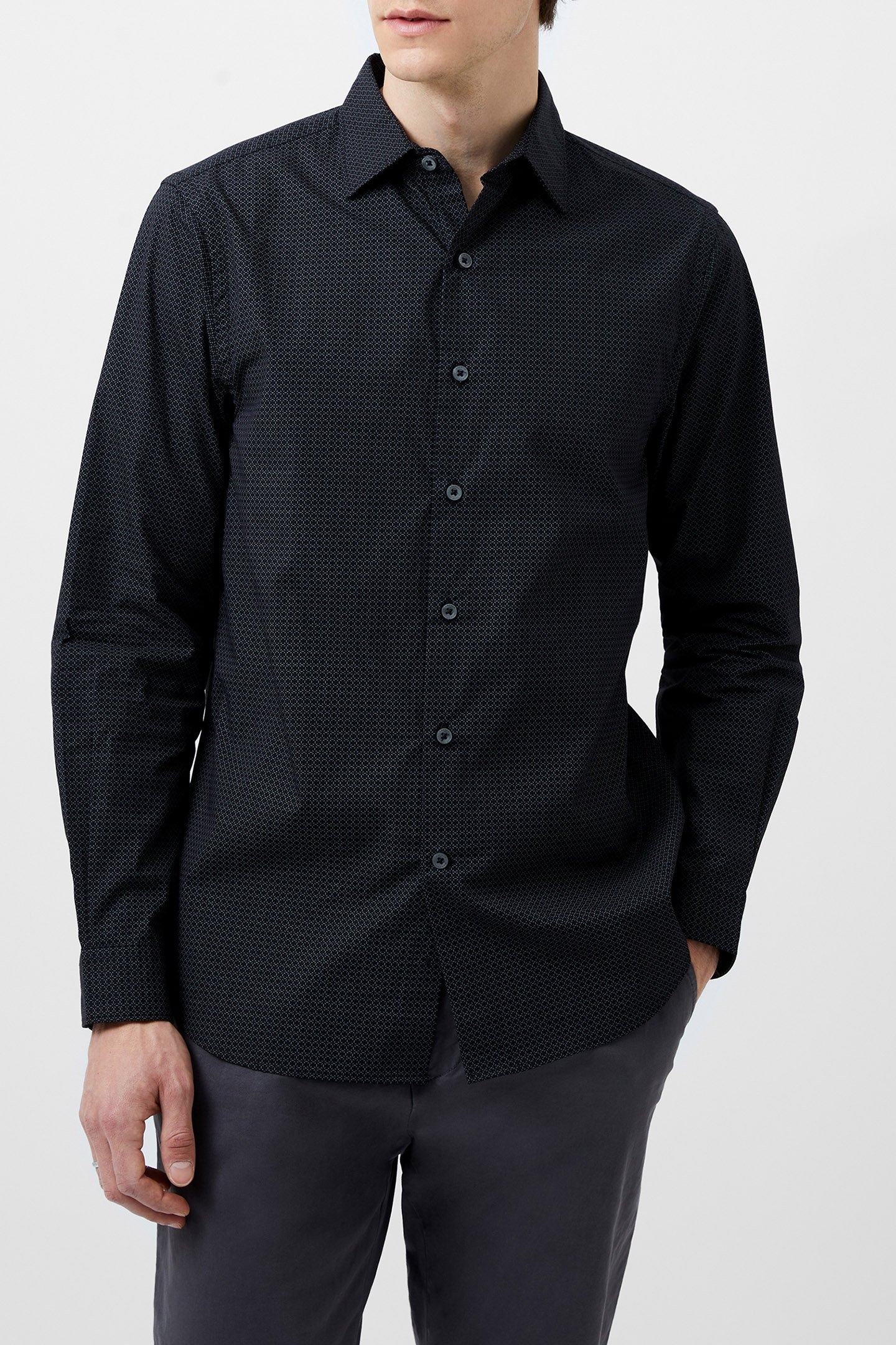 REGULAR FIT/CLASSIC COLLAR BLACK GEO 1