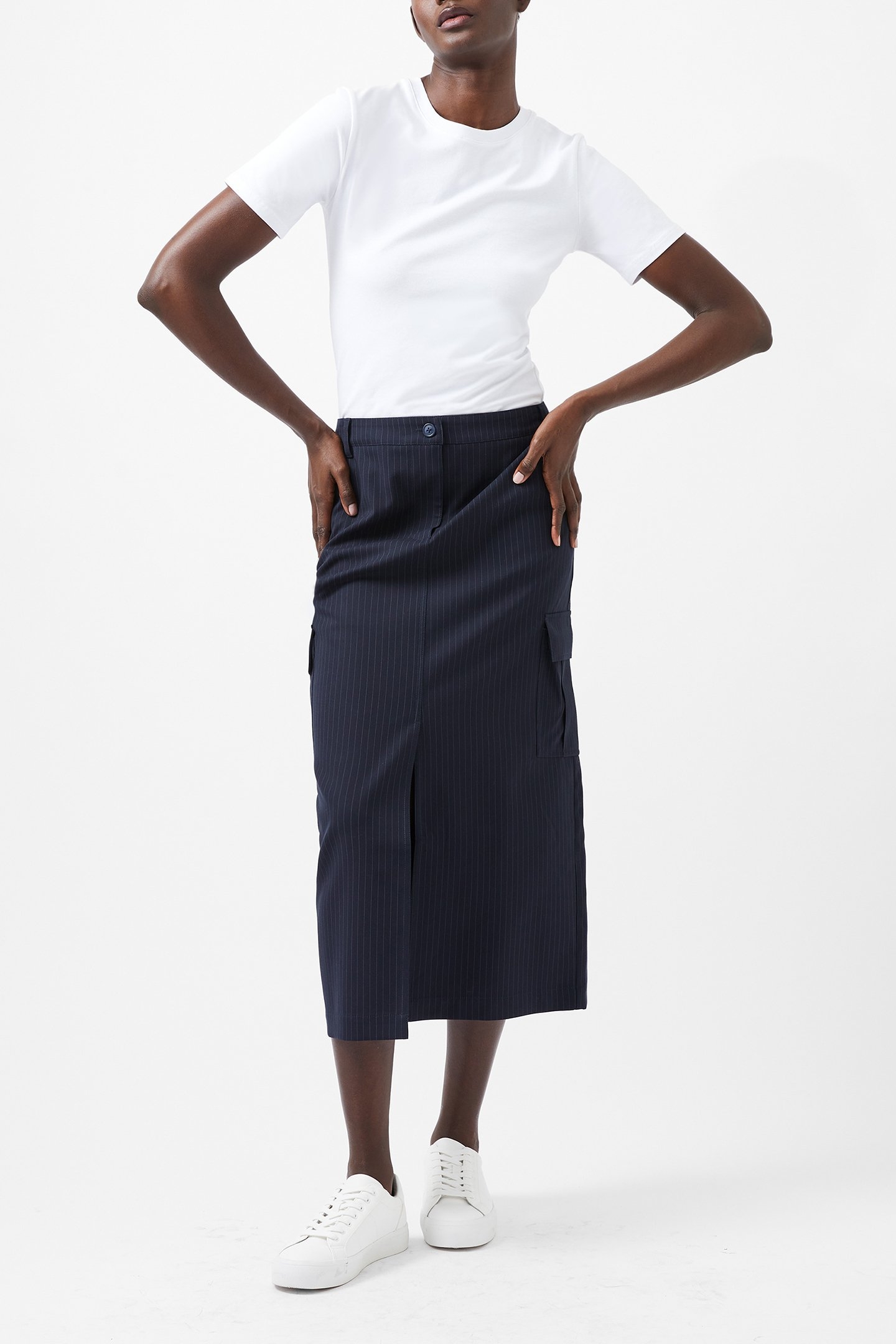 HAILEY PINSTRIPE PENCIL SKIRT MARINE 1