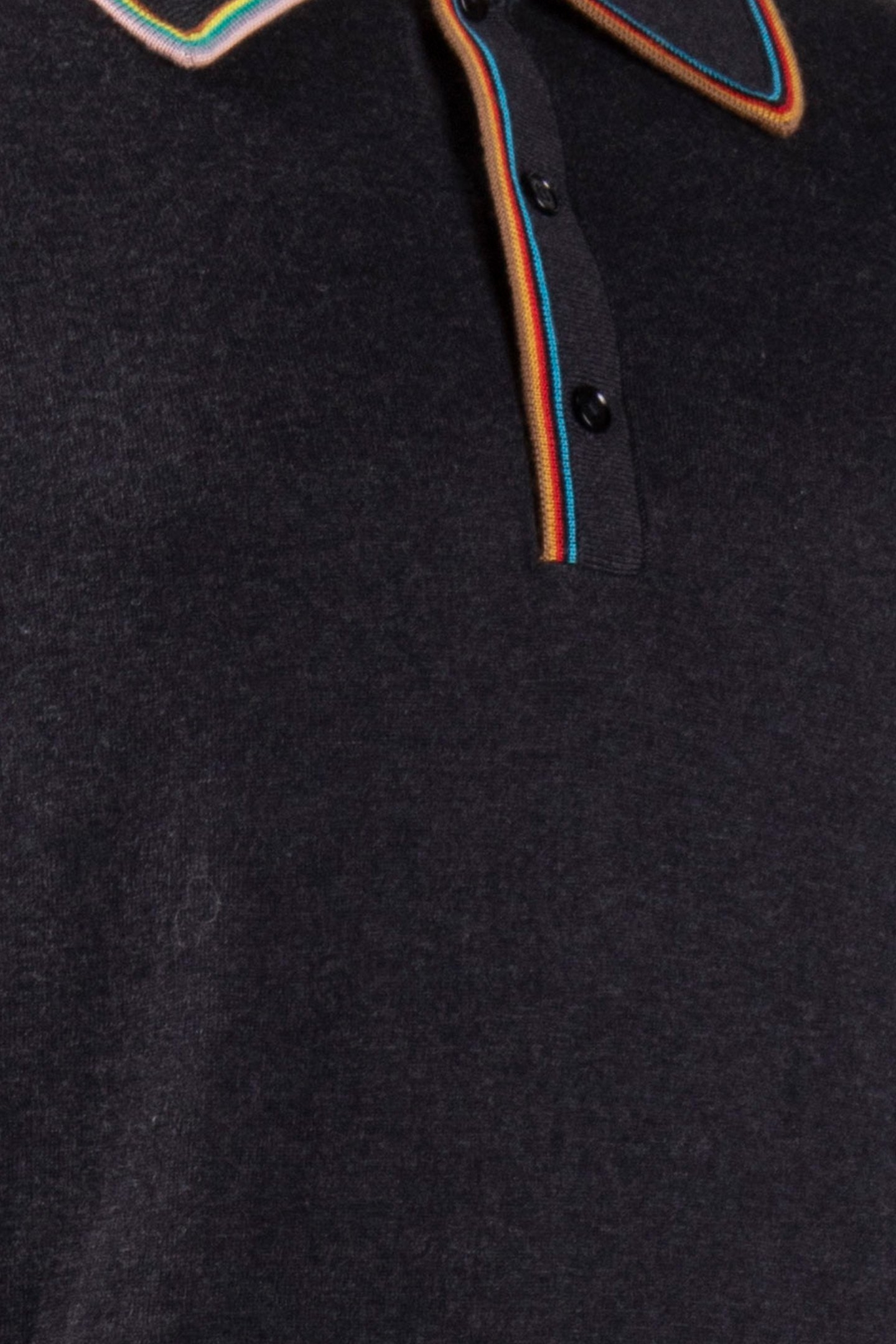 MENS SWEATER LS POLO BLACK MELANGE 4