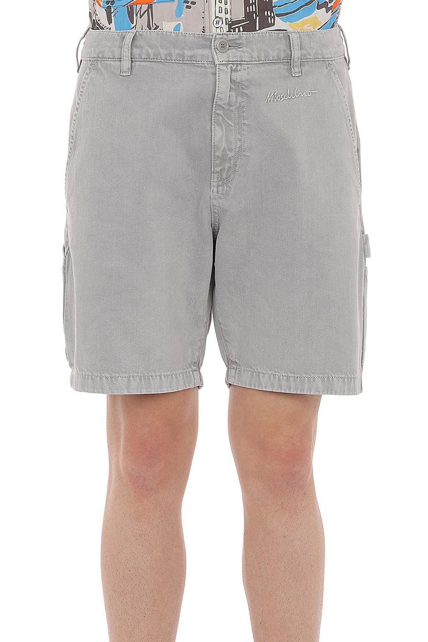 LOGO SIGNATURE GABARDINE BERMUDA SHORTS GREY 1
