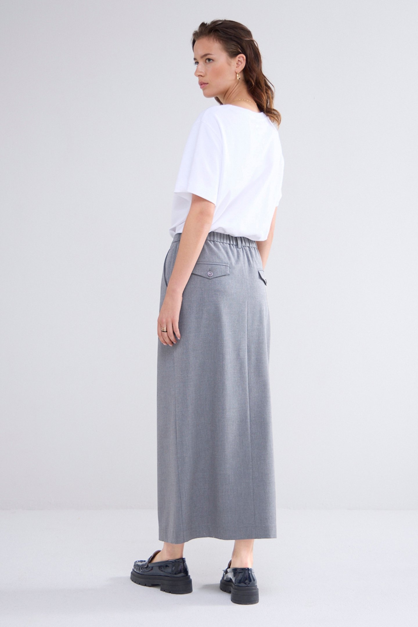 SKIRT VISCOSE BLEND STRETCH GREYS 3