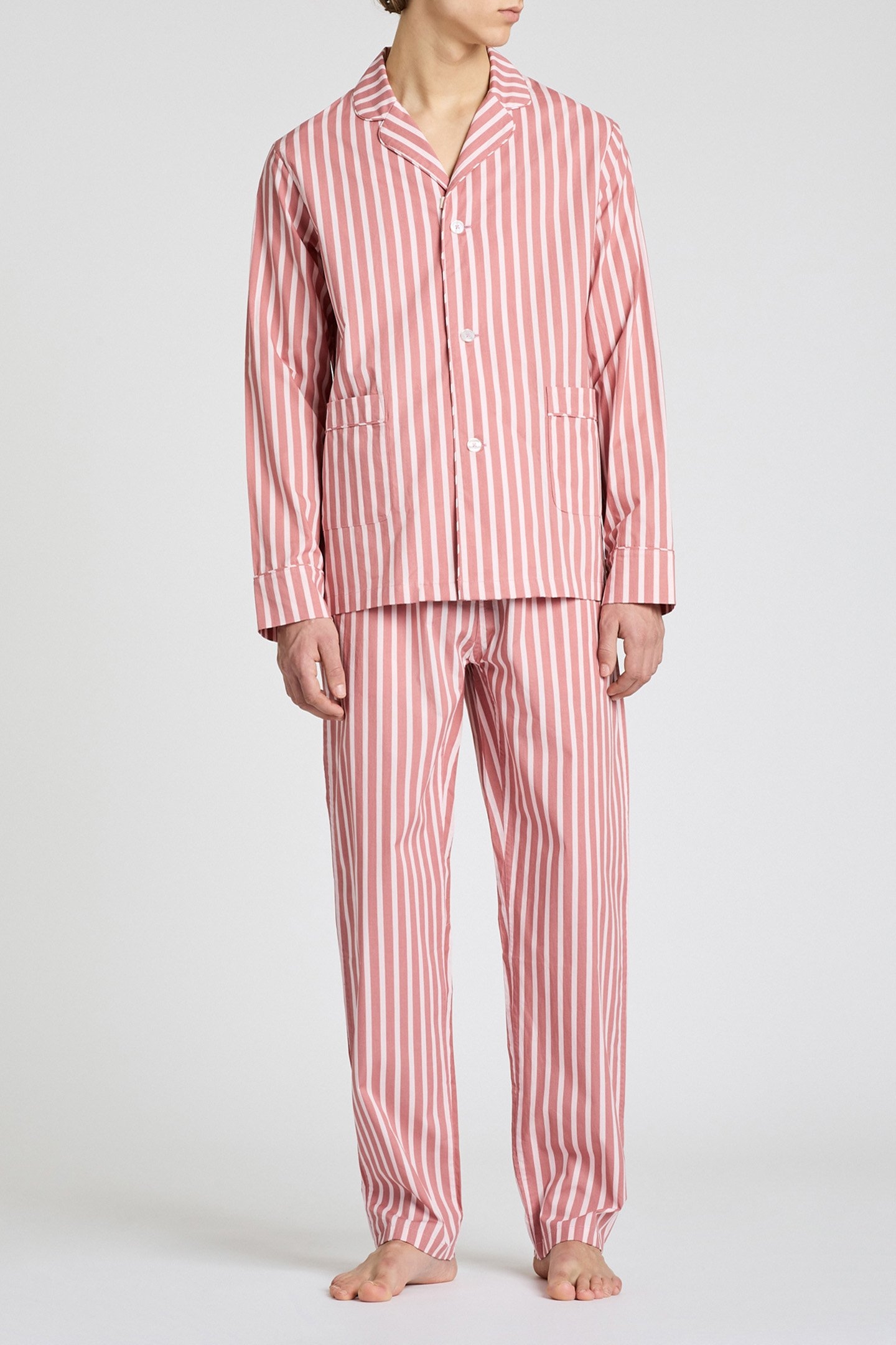 UNISEX PJ TOP L/SLV BRICK RED 3