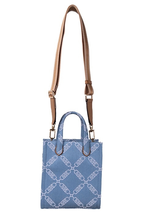 EXTRA SMALL CROSS BODY SHOPPER TOTE BAG IN DENIM 4