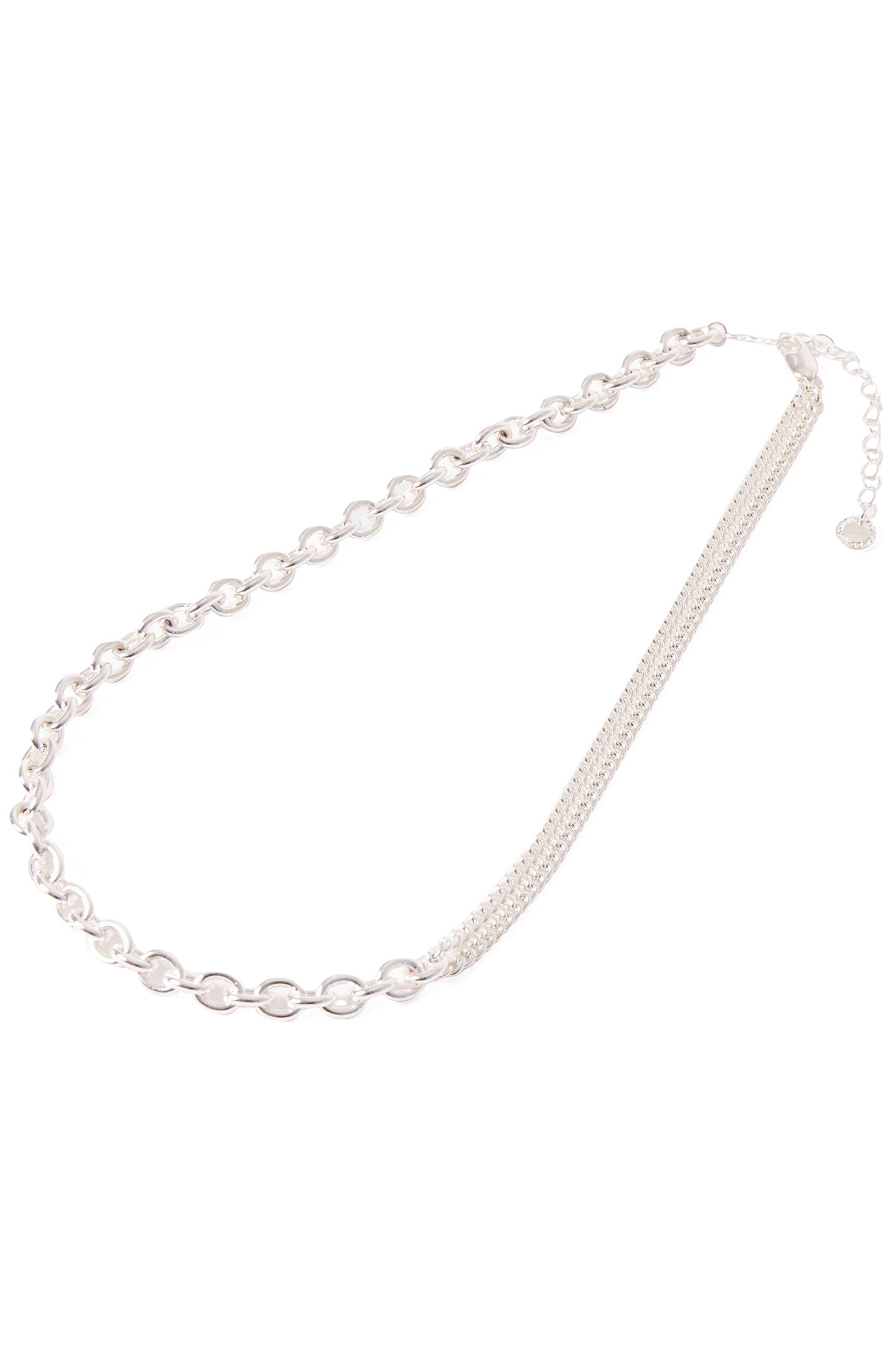 MIXED CHUNKY CHAIN NECKLACE SILVER 2