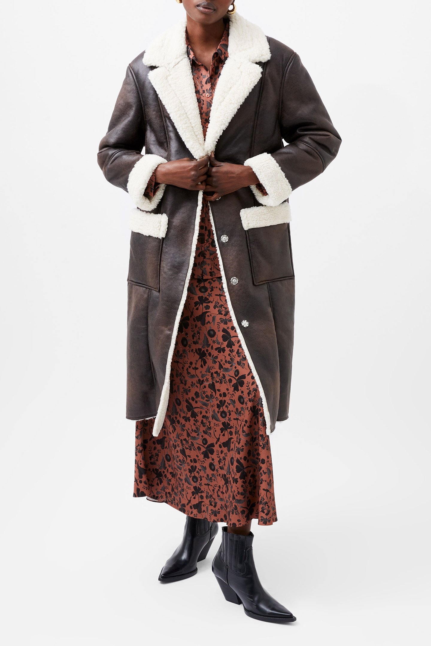 ARIZONA FAUX SHEARLING COAT CHOCOLATE 1