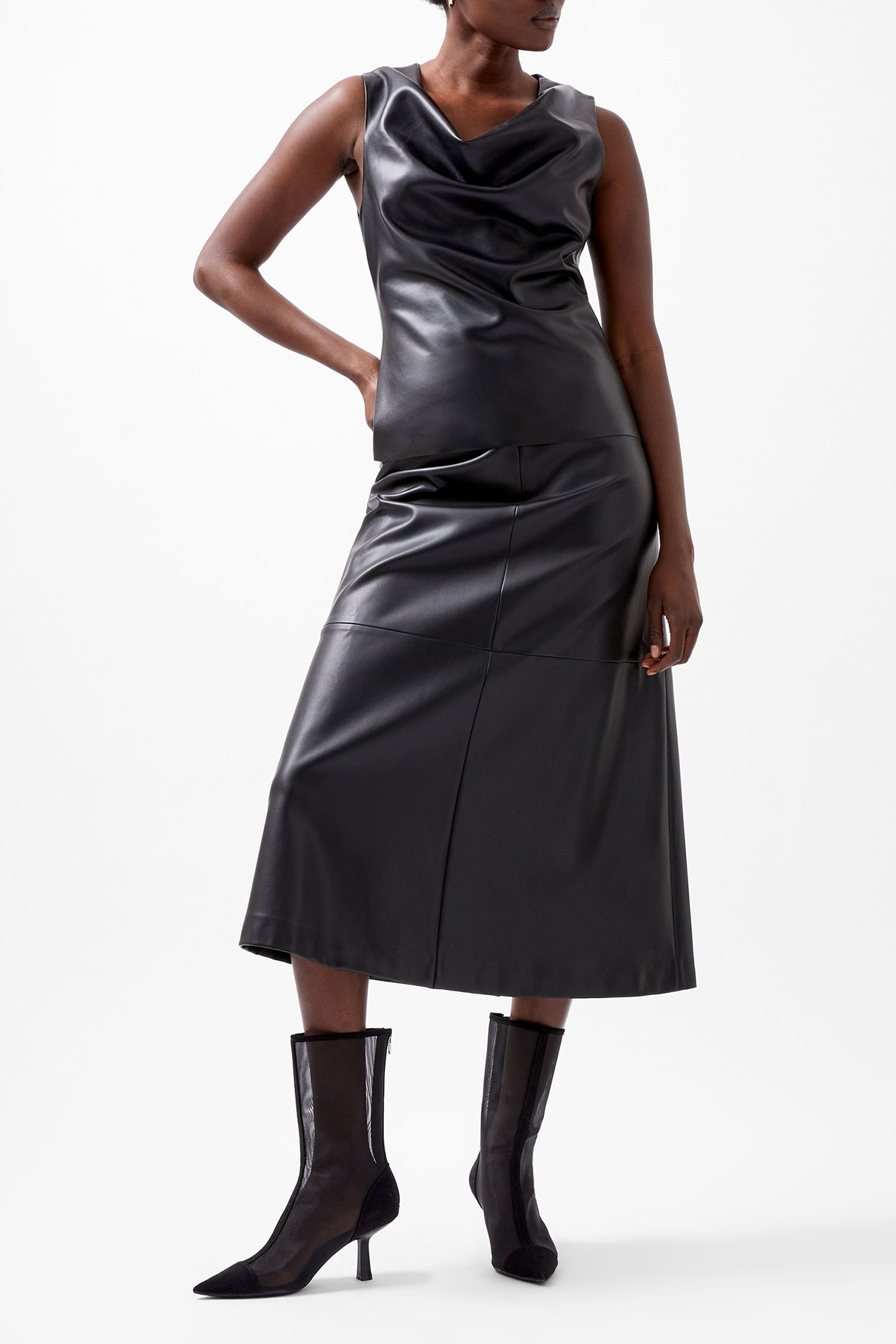 ELETTRA PU COWL NK SLVLSS DRES BLACKOUT 3