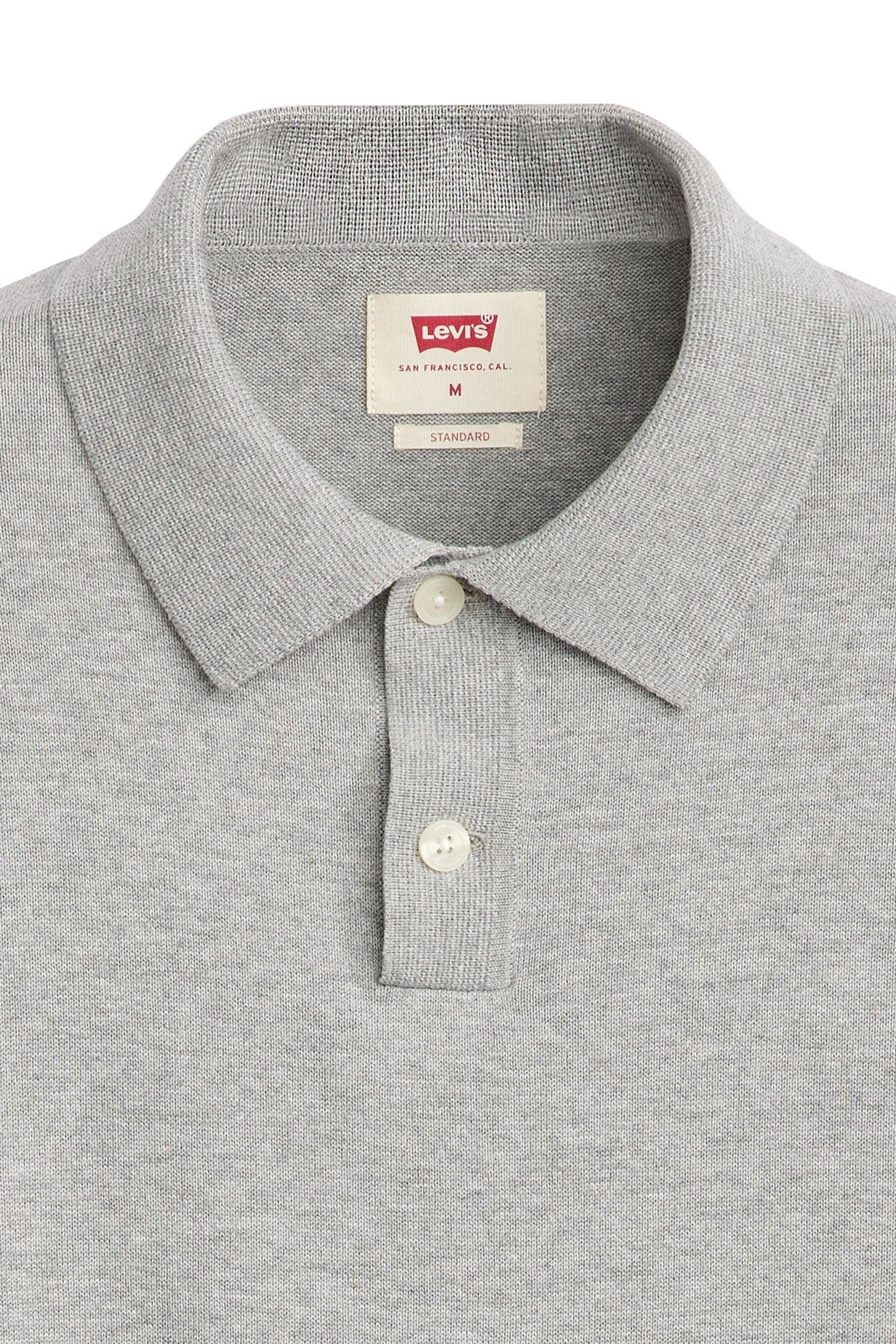 SWEATER KNIT POLO MID TONE GREY HEATHER 6