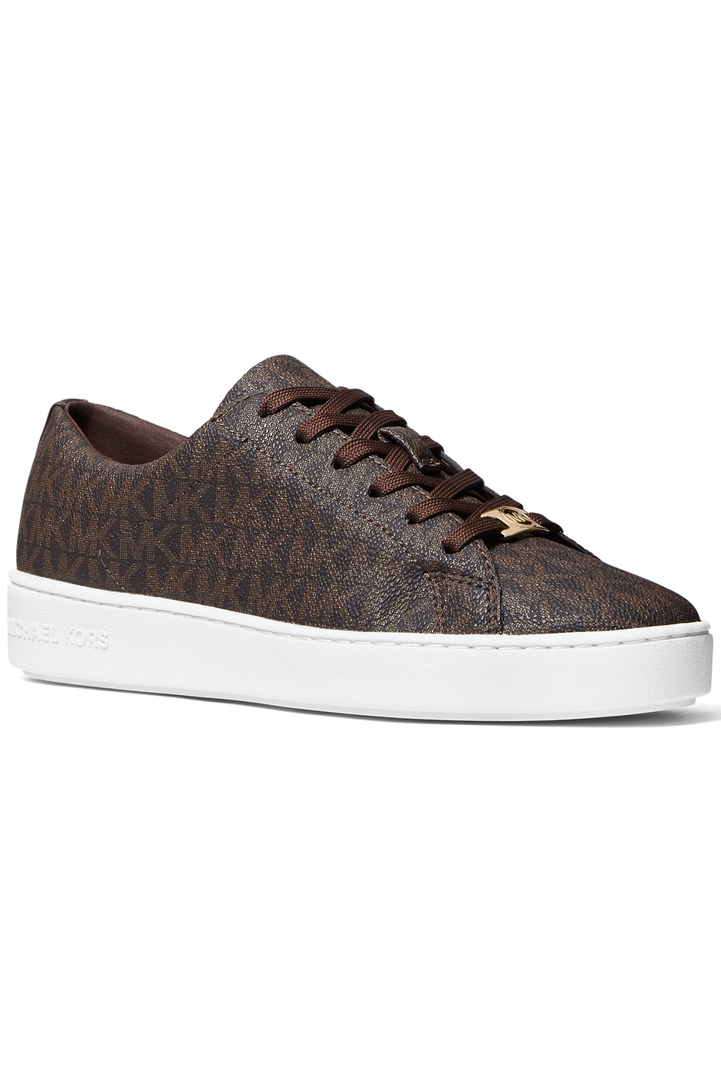KEATON LACE UP TRAINER IN SIGNATURE PRINT IN BROWN 2