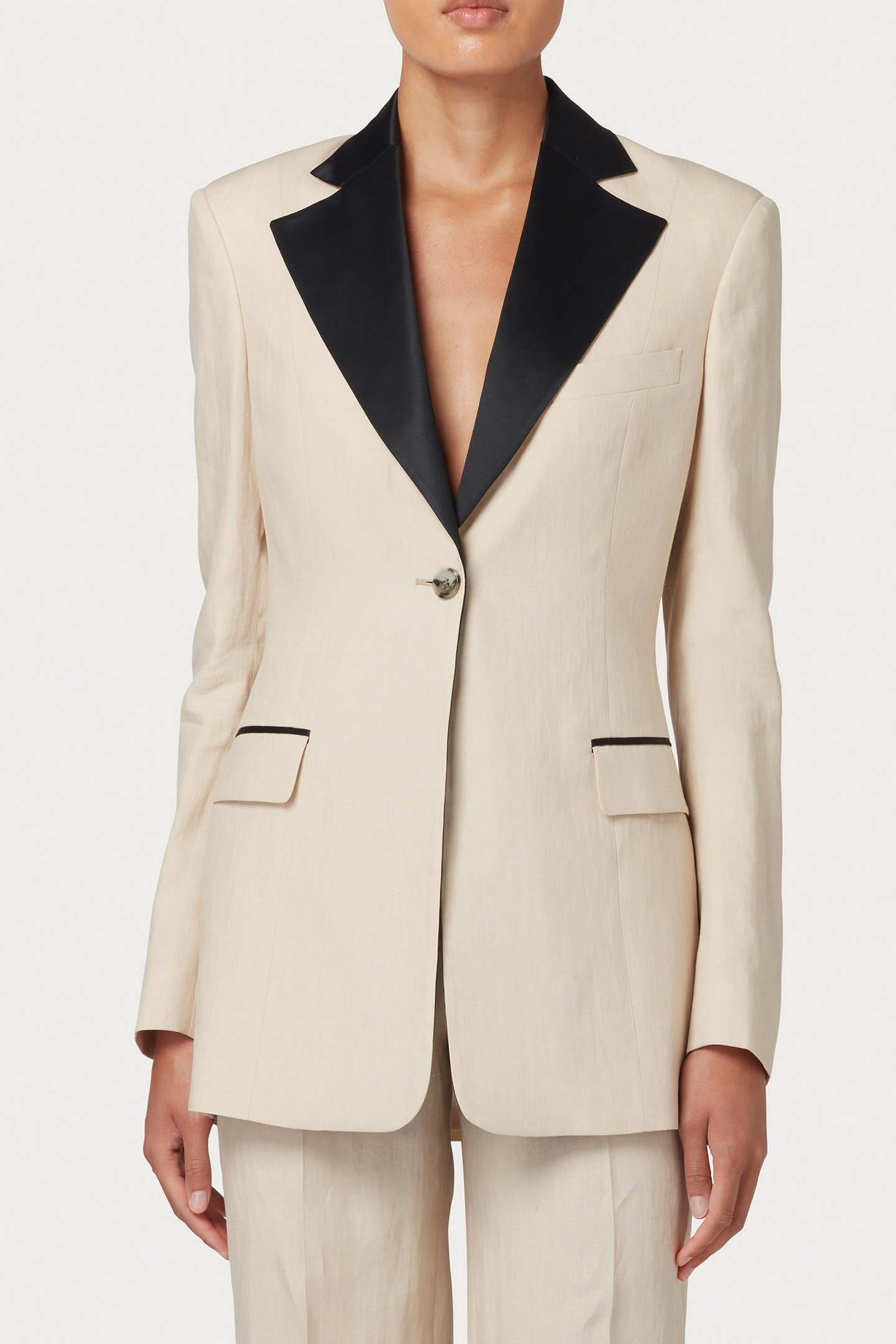 WOMENS JACKET SATIN LAPEL MAYONNAISE 1