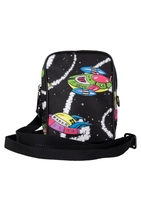 MOSCHINO SPACESHIPS NYLON SHOULDER BAG BLACK 1