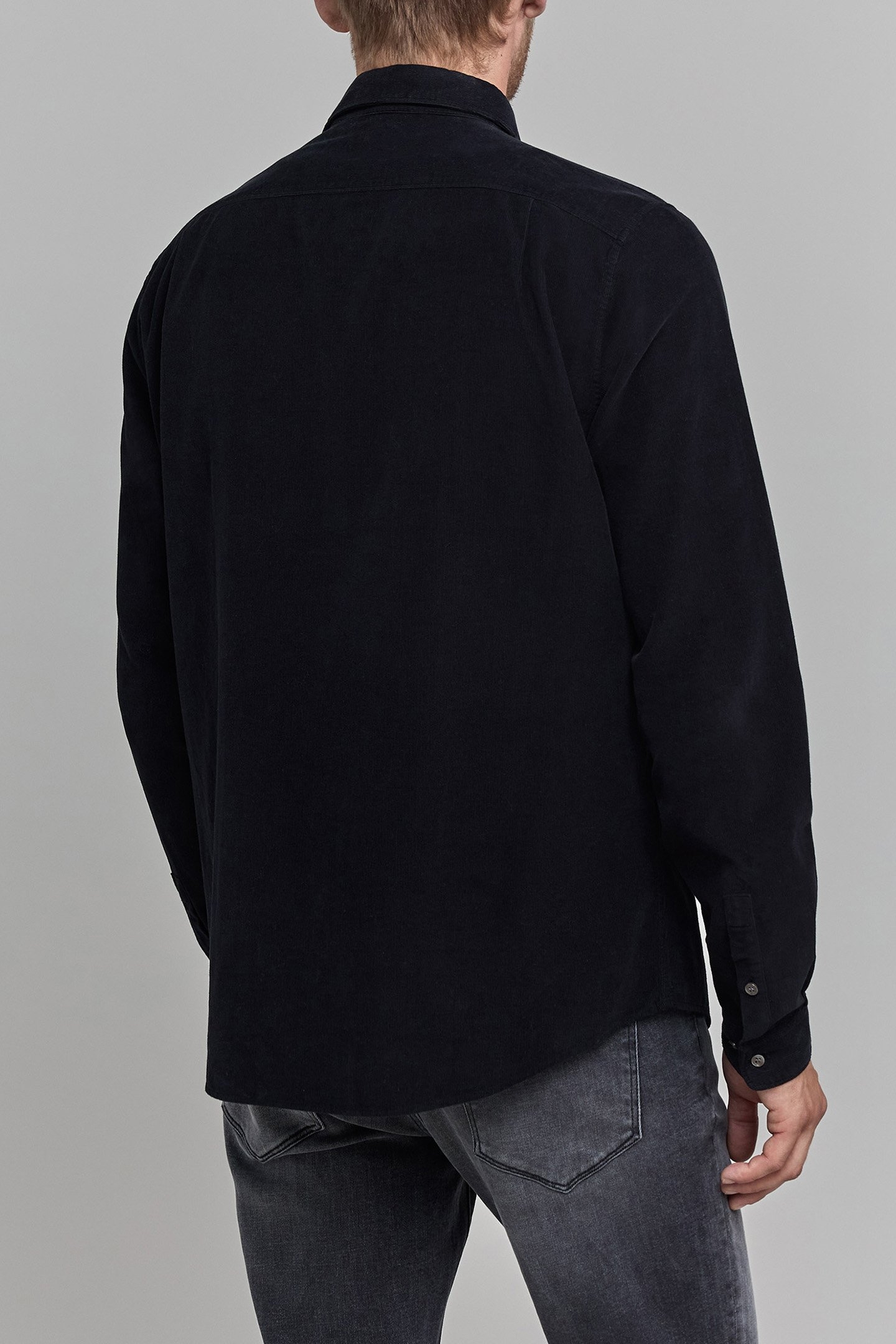 BLACK ORGANIC COTTON NEEDLECORD SHIRT 2