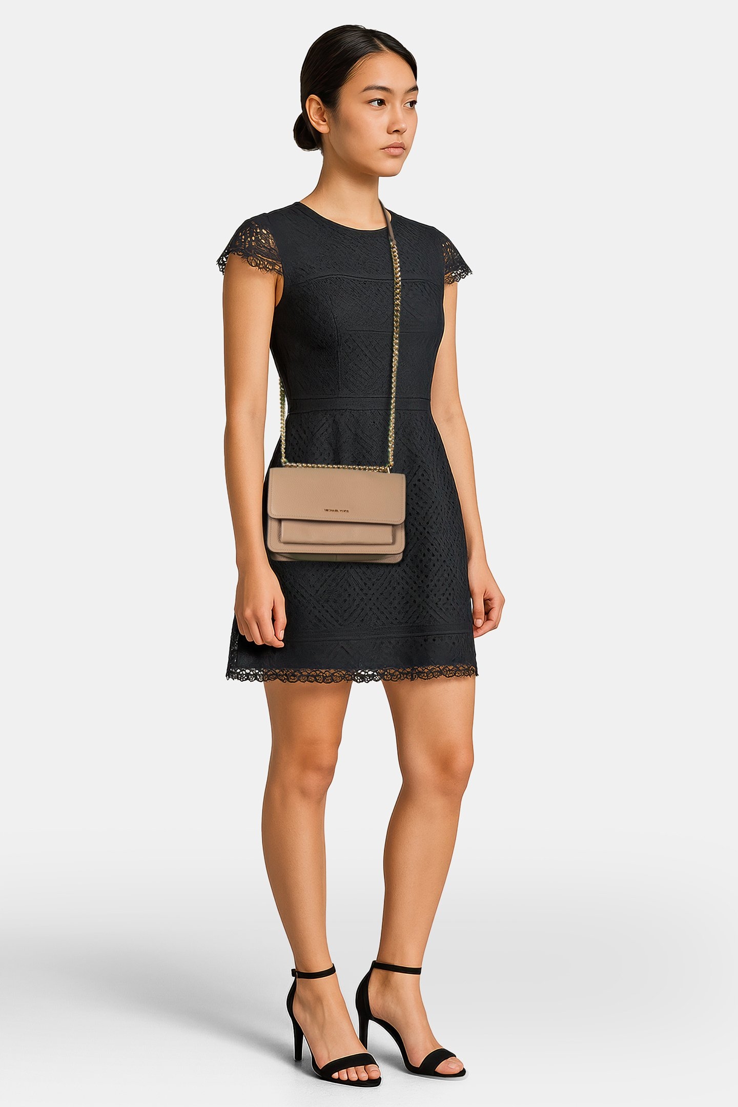 LARGE SHOULDER BAG WITH CHAIN STRAP IN CAMEL 3