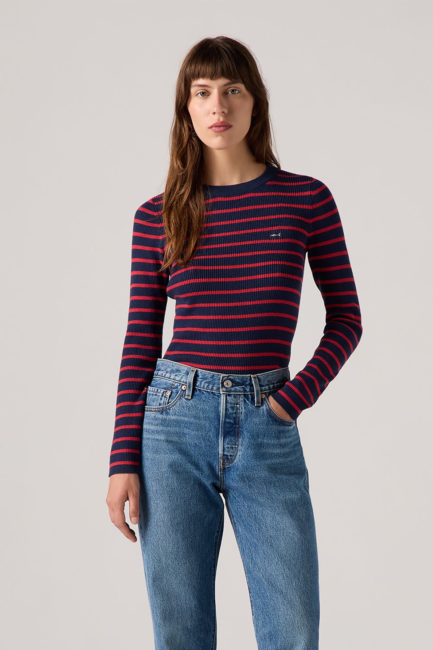 RIB CREW SWEATER PARISIENNE STRIPE NAVY 1