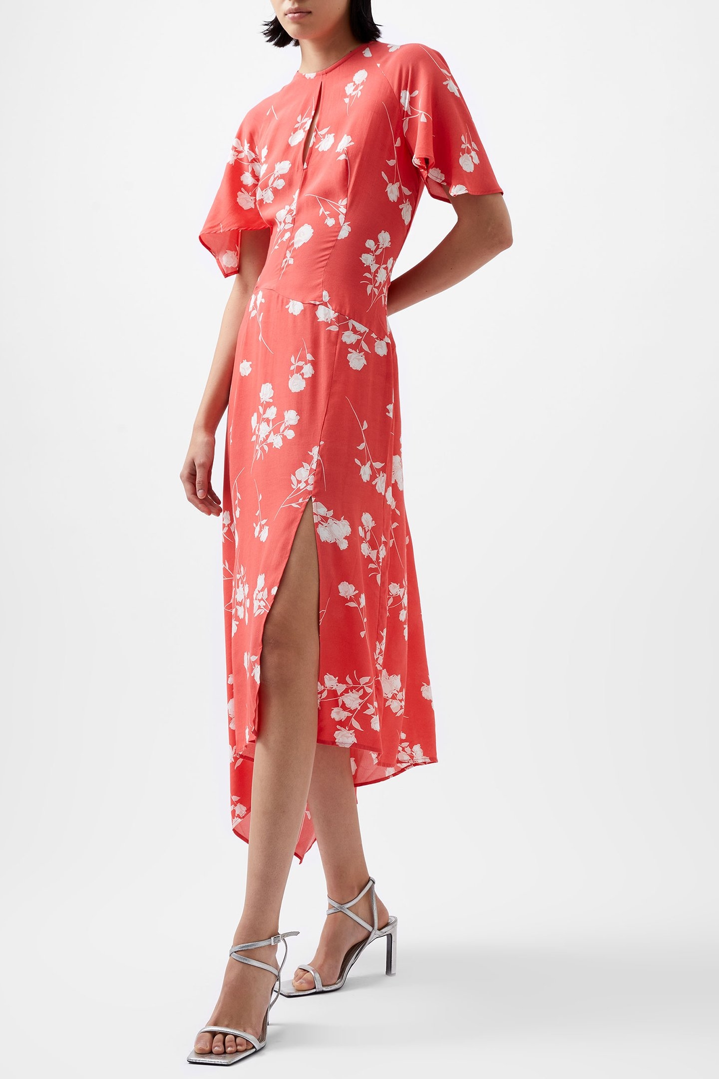 ALESSANDRA ASYMETRIC DRESS CAYENNE RED/WHITE 3