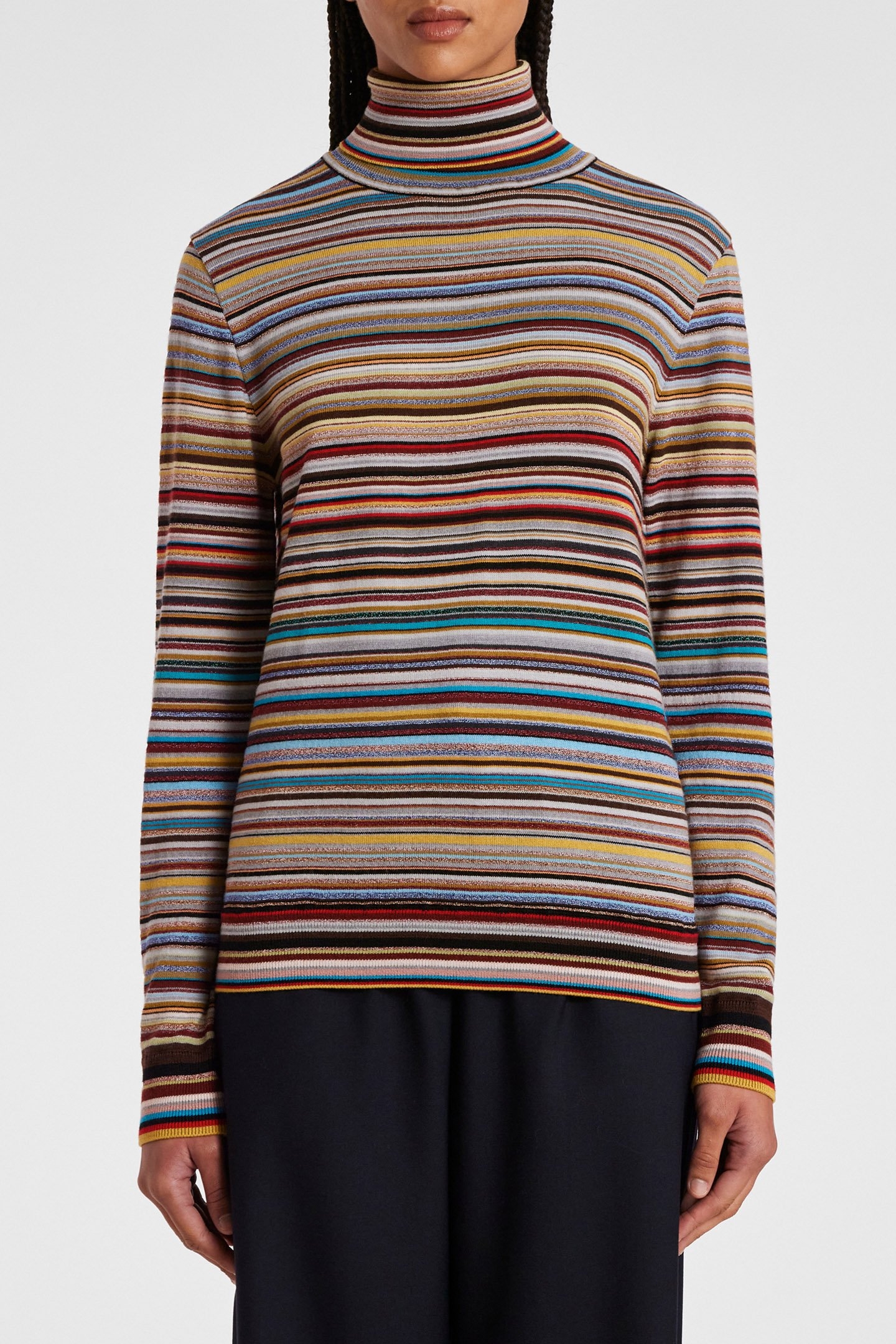 WOMENS KNITTED PULLOVER ROLL NECK MULTI COLOURED 1