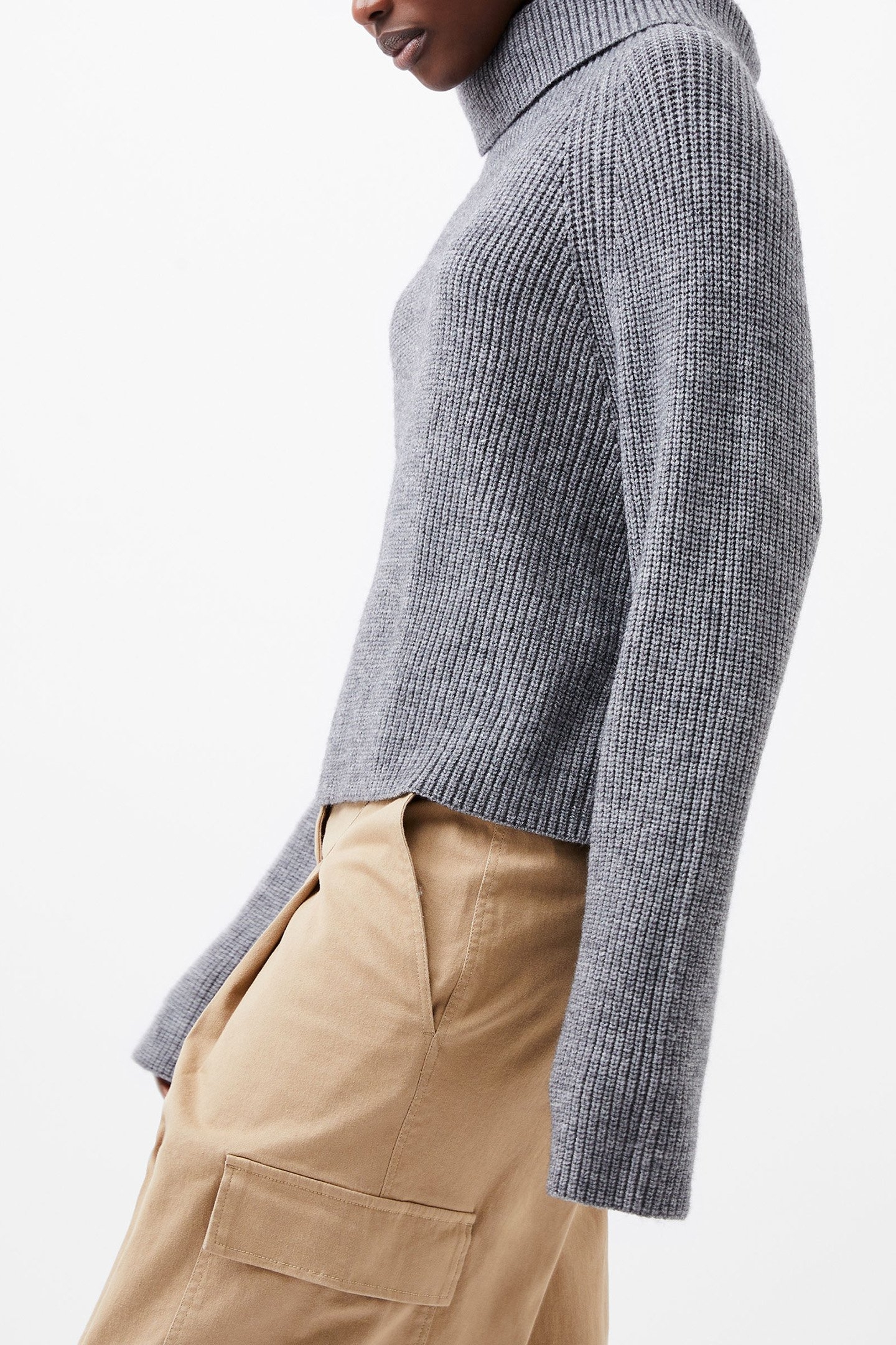 MERSAI LS ROLL NK JUMPER STONE GREY MEL 4