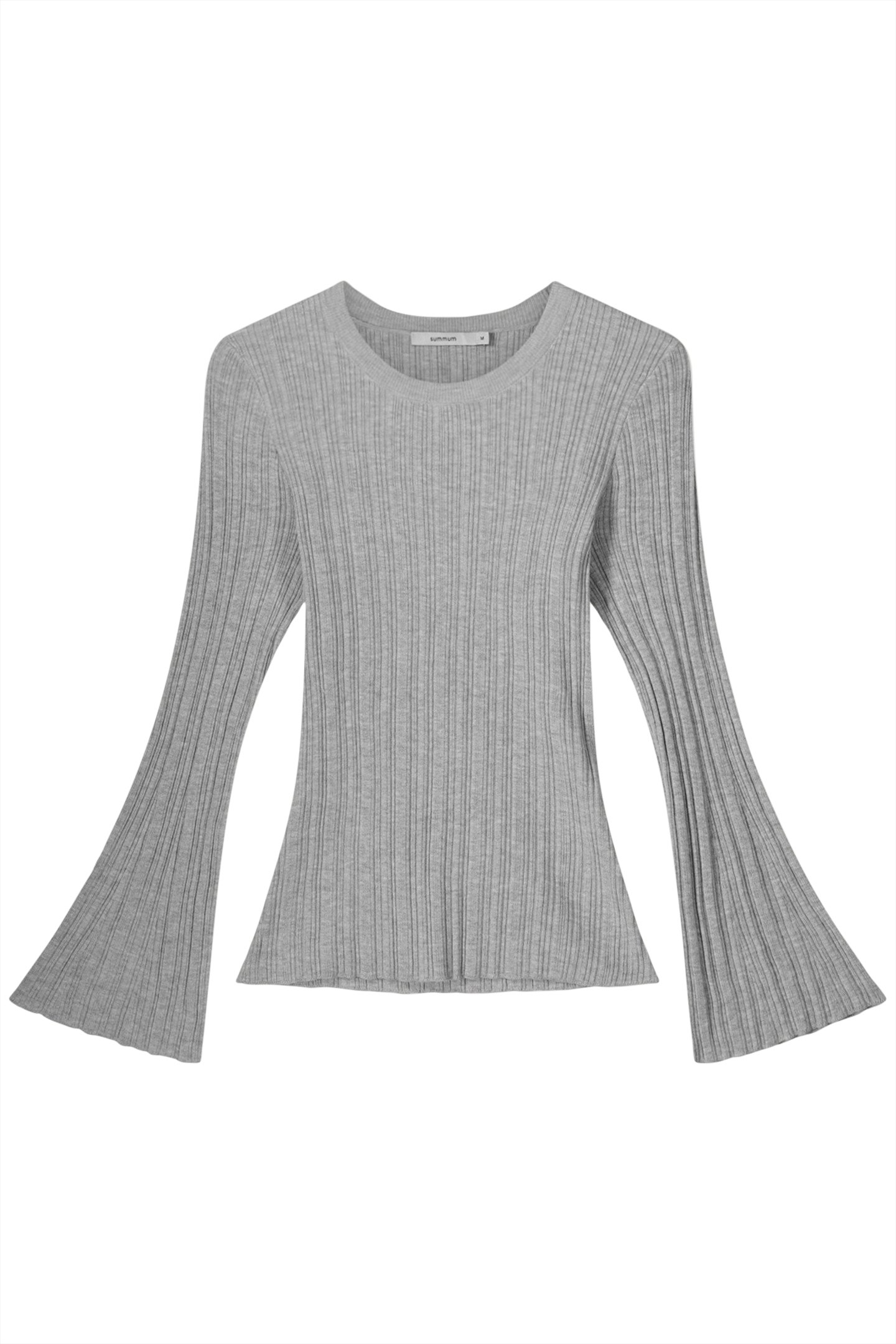 TROMPET SLEEVE SWEATER COTTON SILK BLEND KNIT GREYS 2